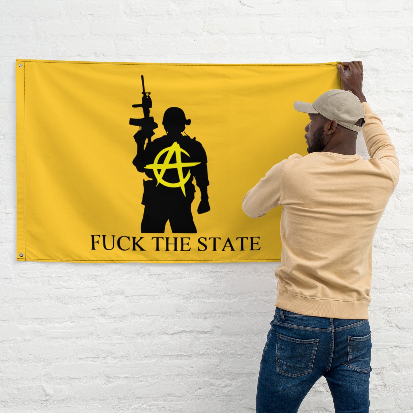 "Fuck The State" Gold By @AncapAir Flag