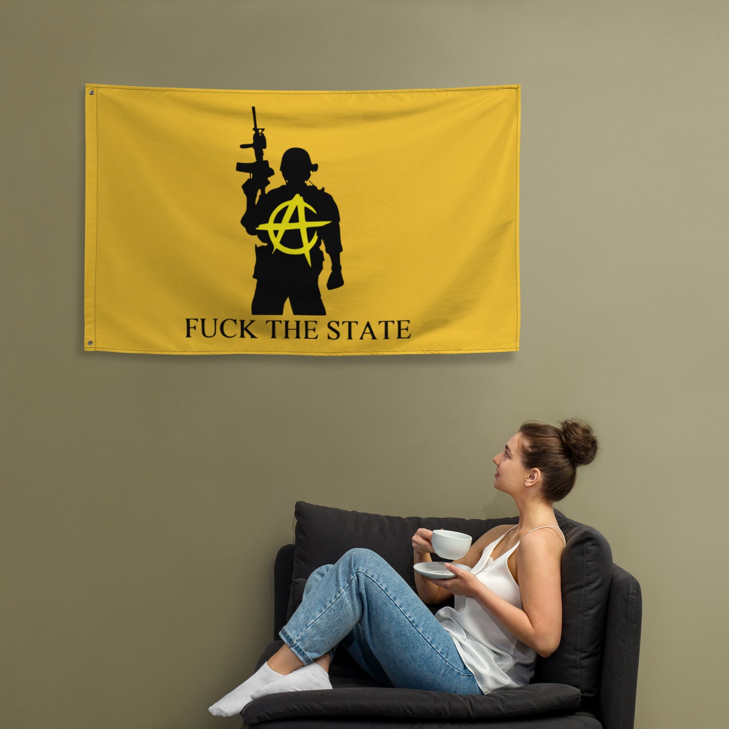"Fuck The State" Gold By @AncapAir Flag