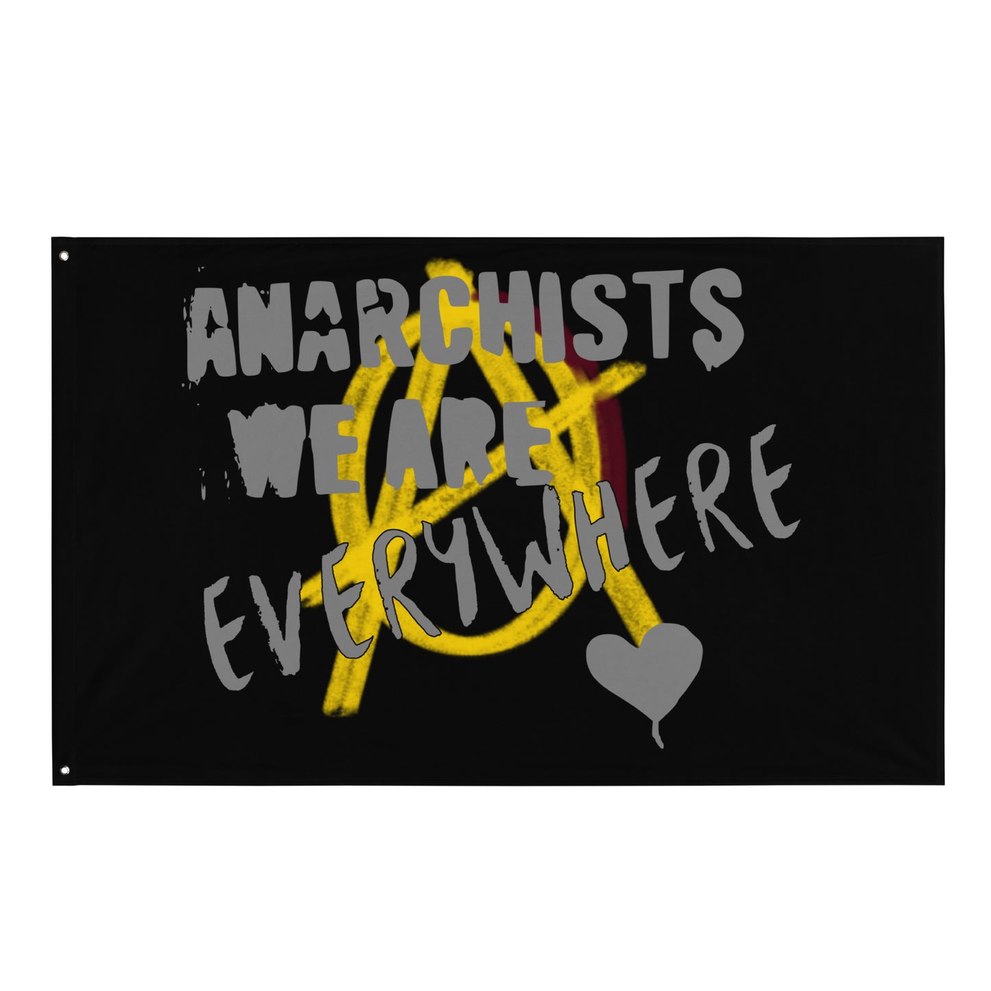 Anarchy Wear "We Are Every Where" Grey on Gold Flag