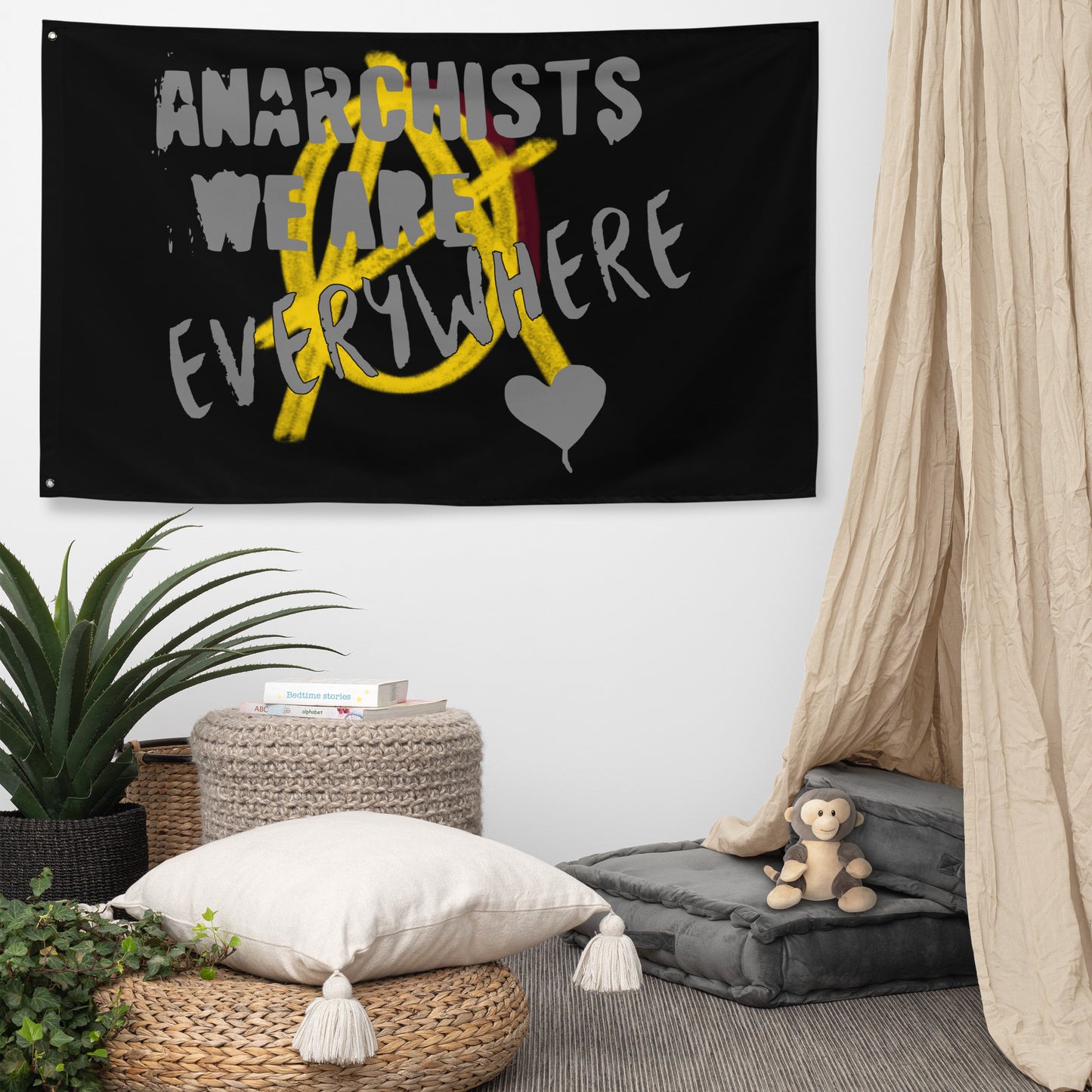 Anarchy Wear "We Are Every Where" Grey on Gold Flag