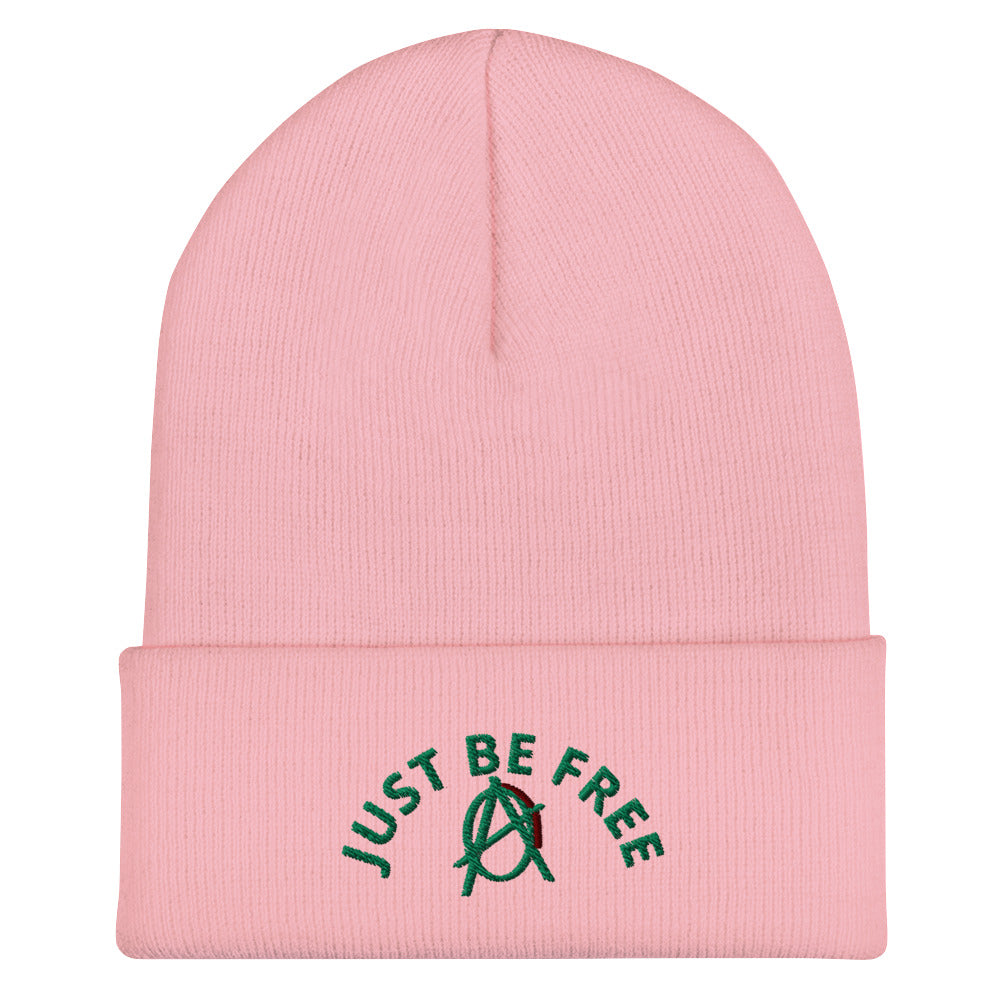 Anarchy Wear "Just Be Free" Green Cuffed Beanie
