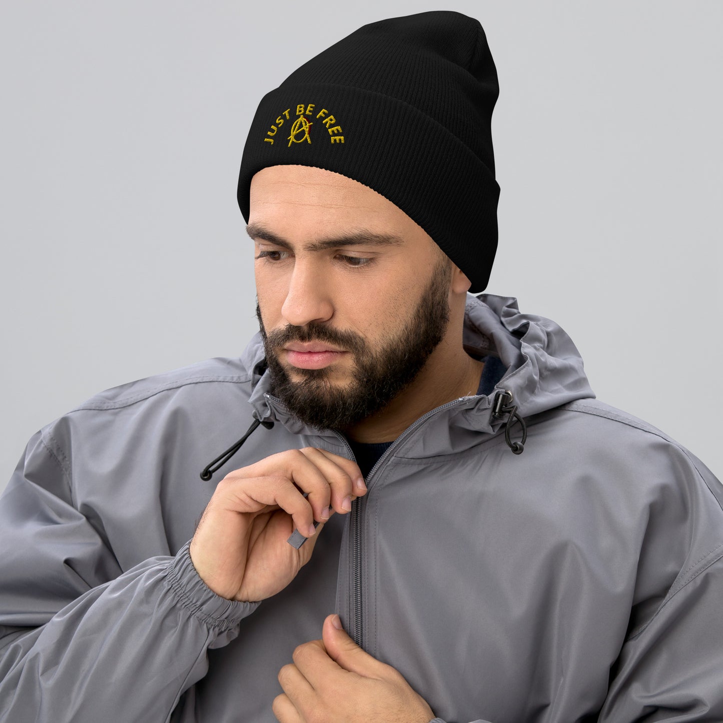 Anarchy Wear "Just Be Free" Gold Cuffed Beanie