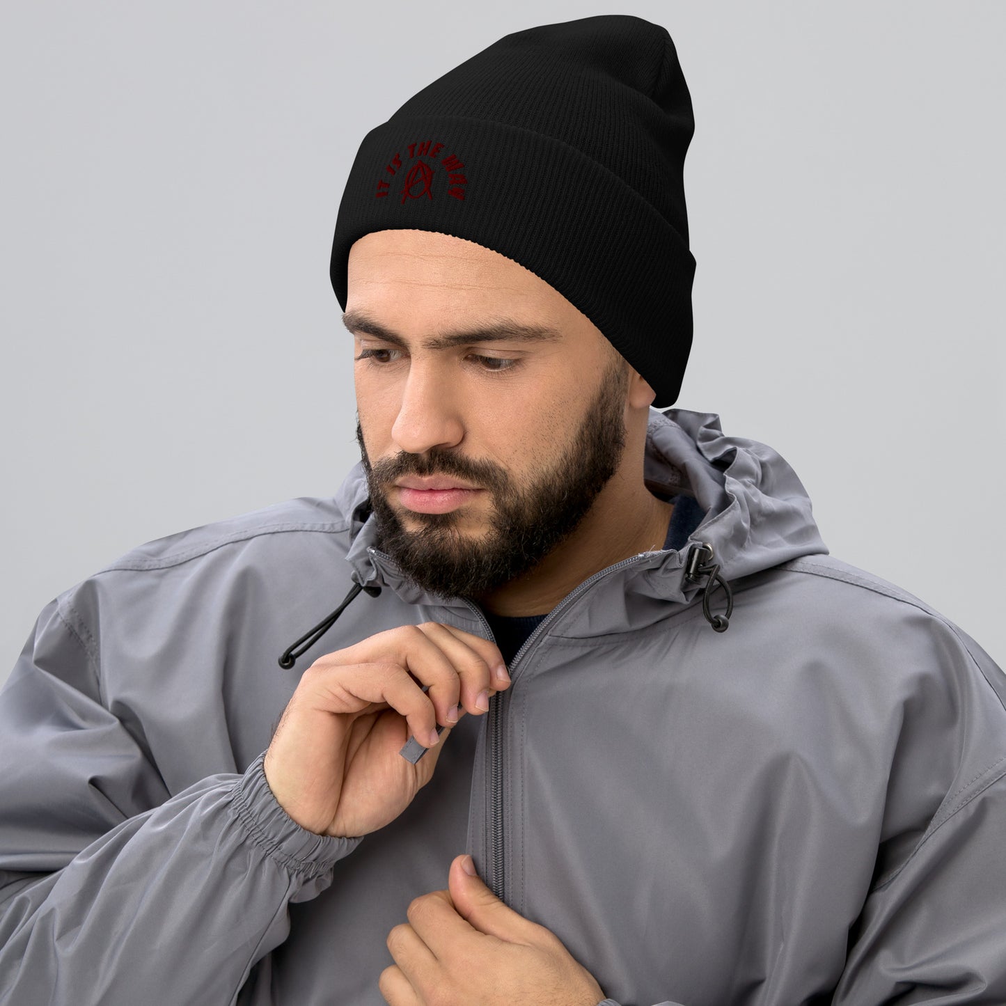Anarchy Wear "It Is The Way" Red Cuffed Beanie