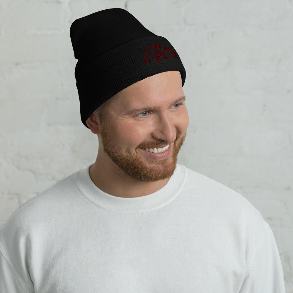 Anarchy Wear "It Is The Way" Red Cuffed Beanie