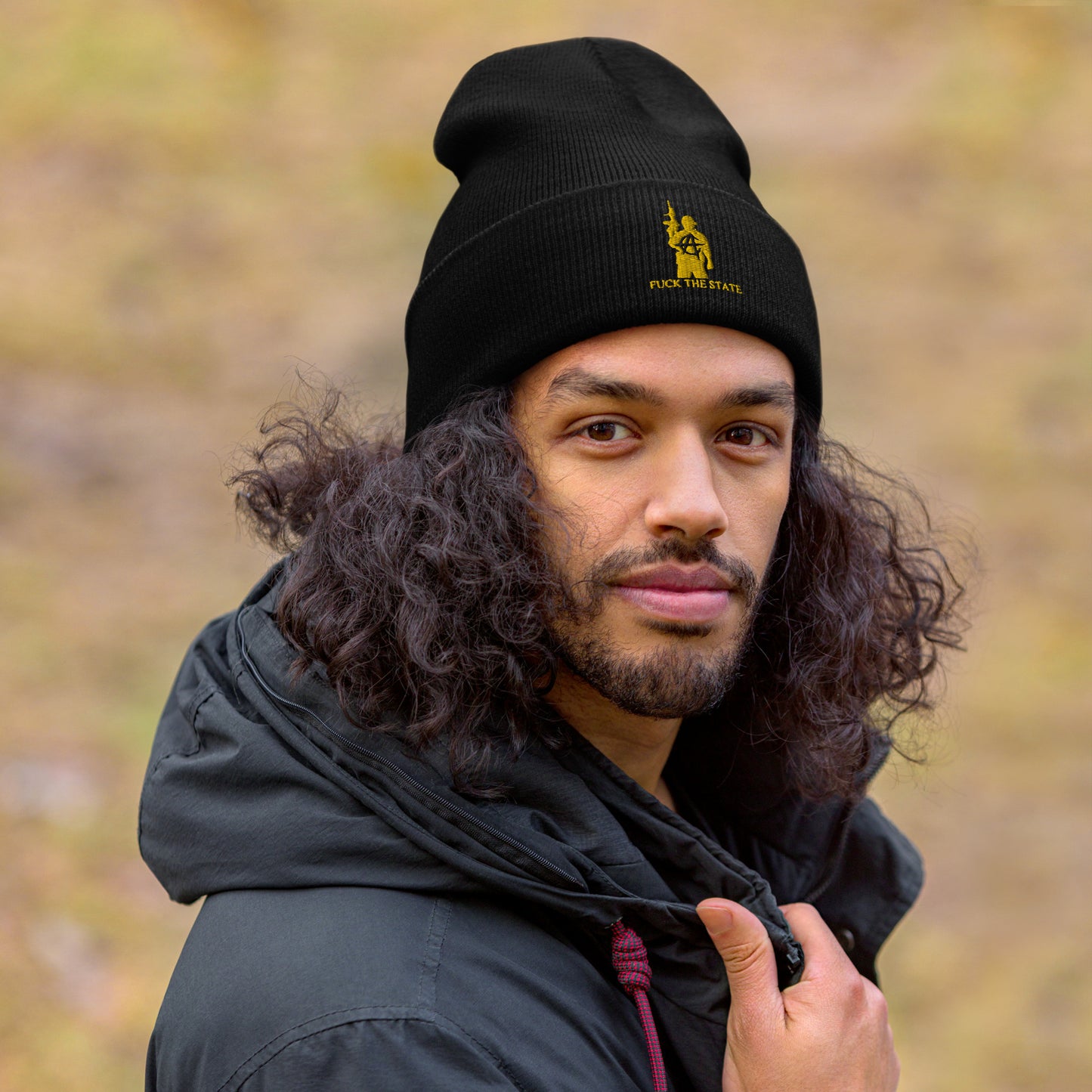 FUCK THE STATE Gold Beanie By @AncapAir