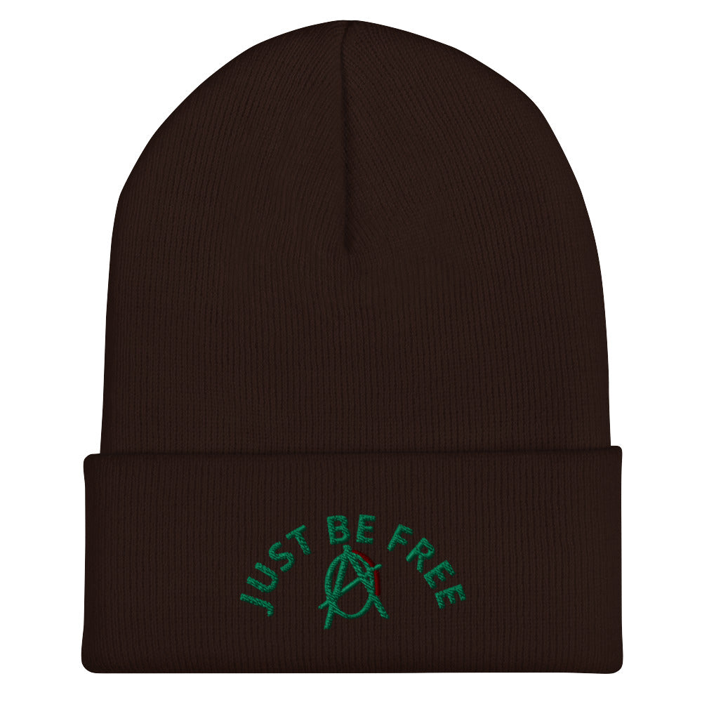 Anarchy Wear "Just Be Free" Green Cuffed Beanie