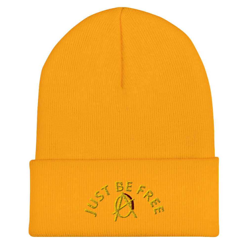Anarchy Wear "Just Be Free" Gold Cuffed Beanie