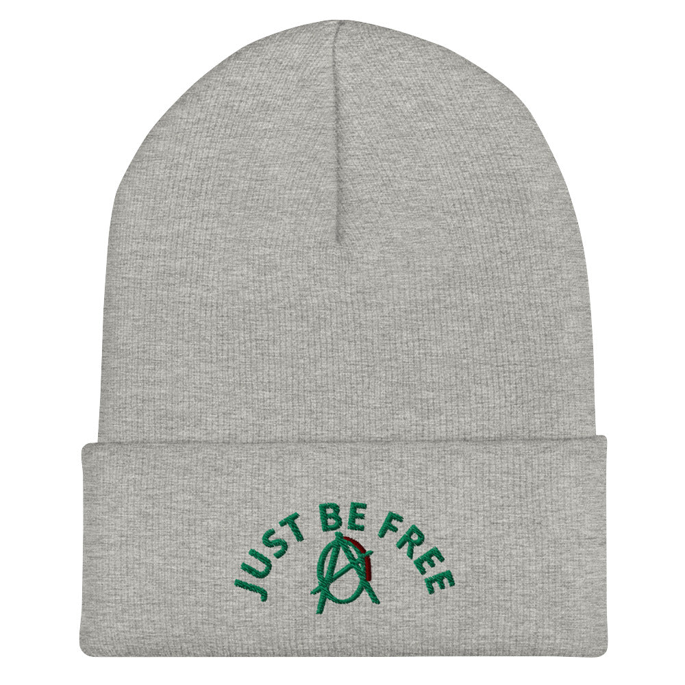 Anarchy Wear "Just Be Free" Green Cuffed Beanie