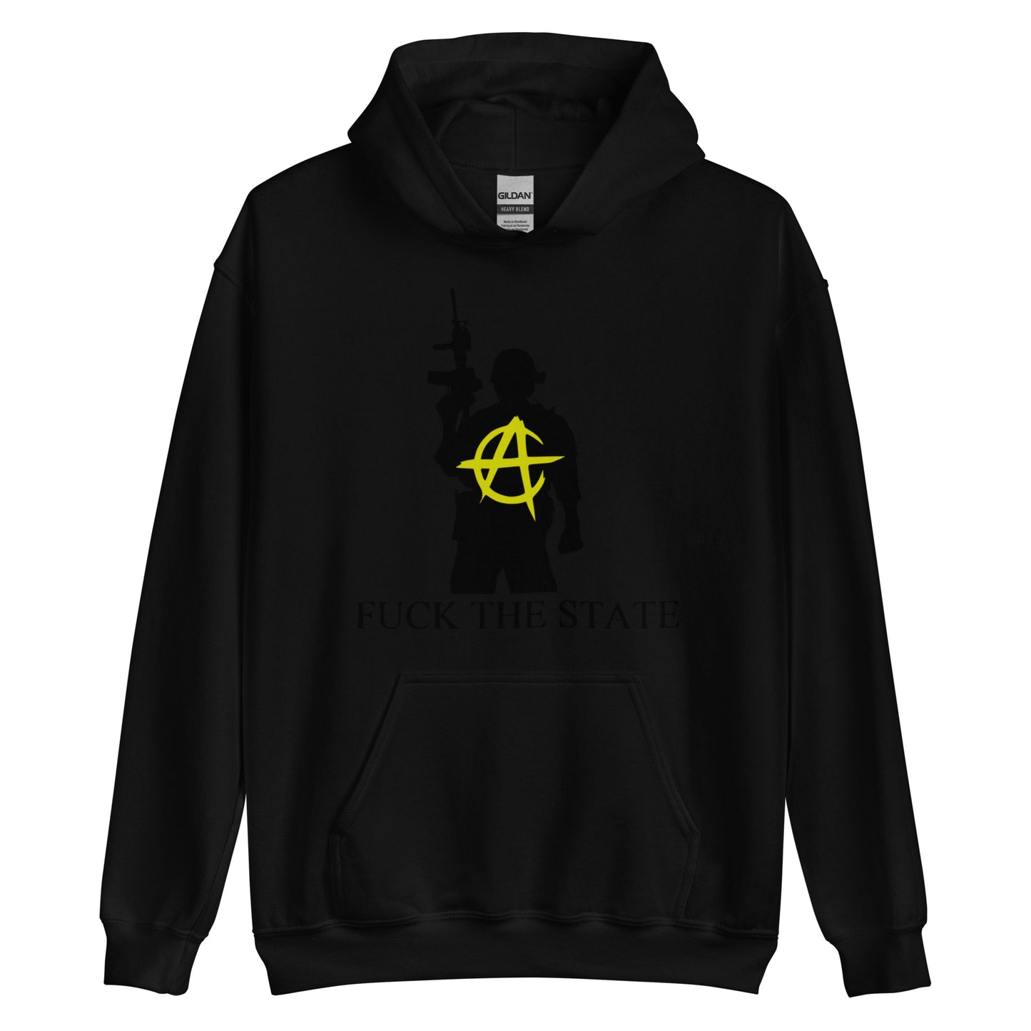 Anarchy Wear Gold Spin on "Fuck The State" By @AncapAir Hoodie