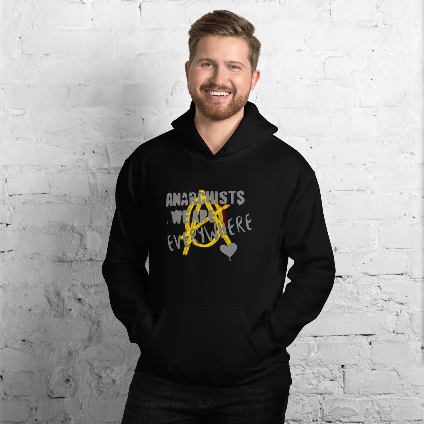 Anarchy Wear "We Are Every Where" Grey on Gold Unisex Hoodie