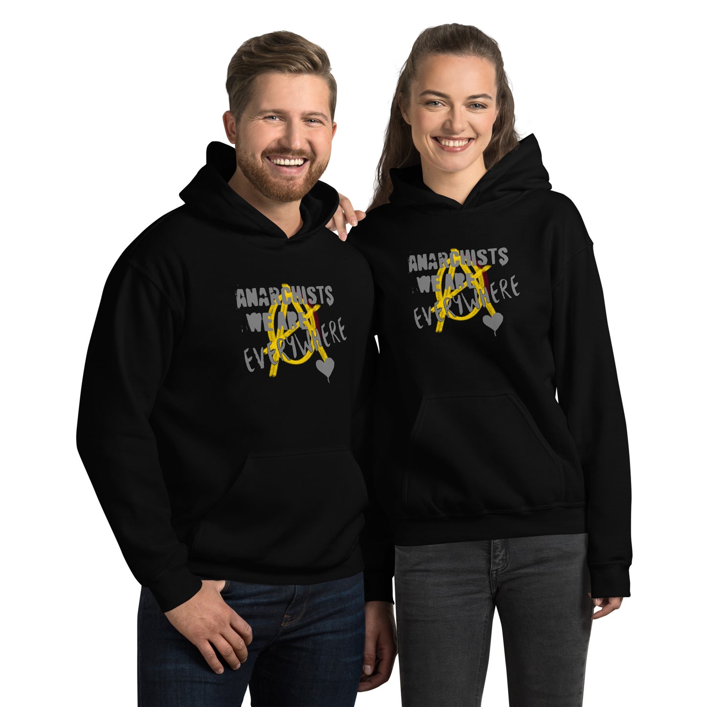 Anarchy Wear "We Are Every Where" Grey on Gold Unisex Hoodie