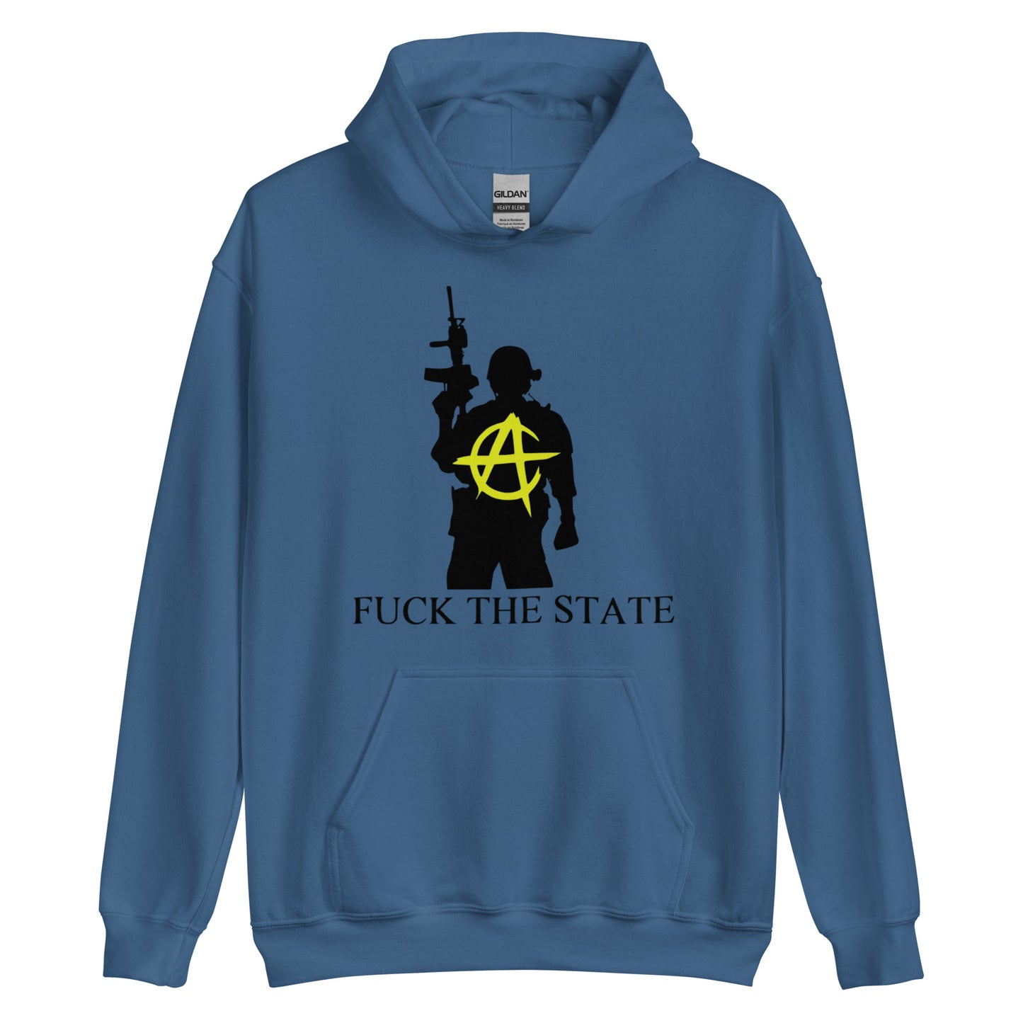 Anarchy Wear Gold Spin on "Fuck The State" By @AncapAir Hoodie