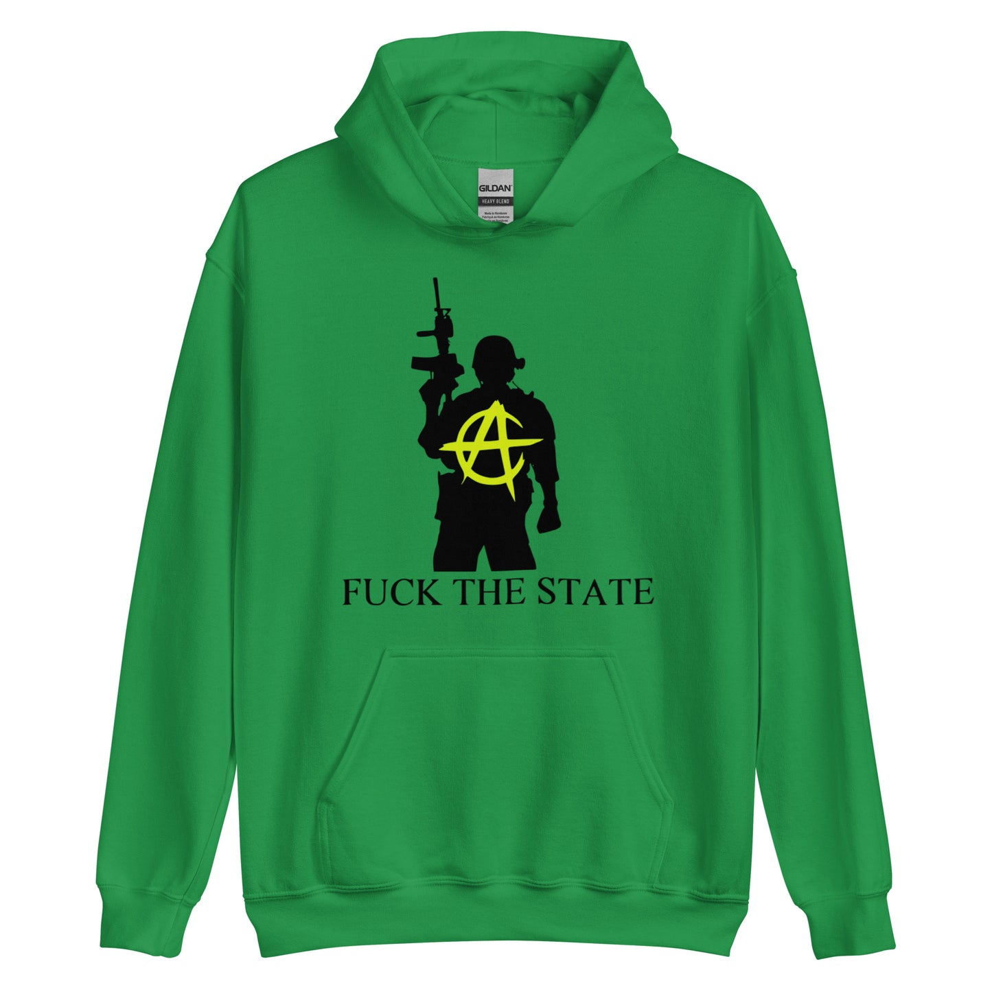 Anarchy Wear Gold Spin on "Fuck The State" By @AncapAir Hoodie