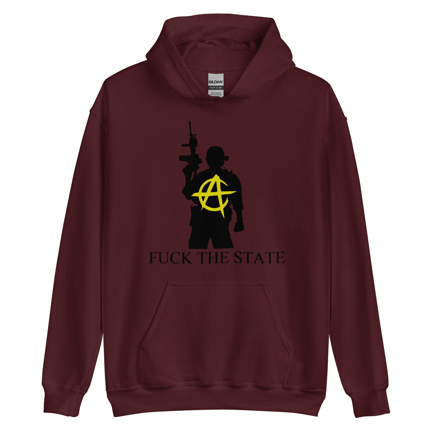 Anarchy Wear Gold Spin on "Fuck The State" By @AncapAir Hoodie