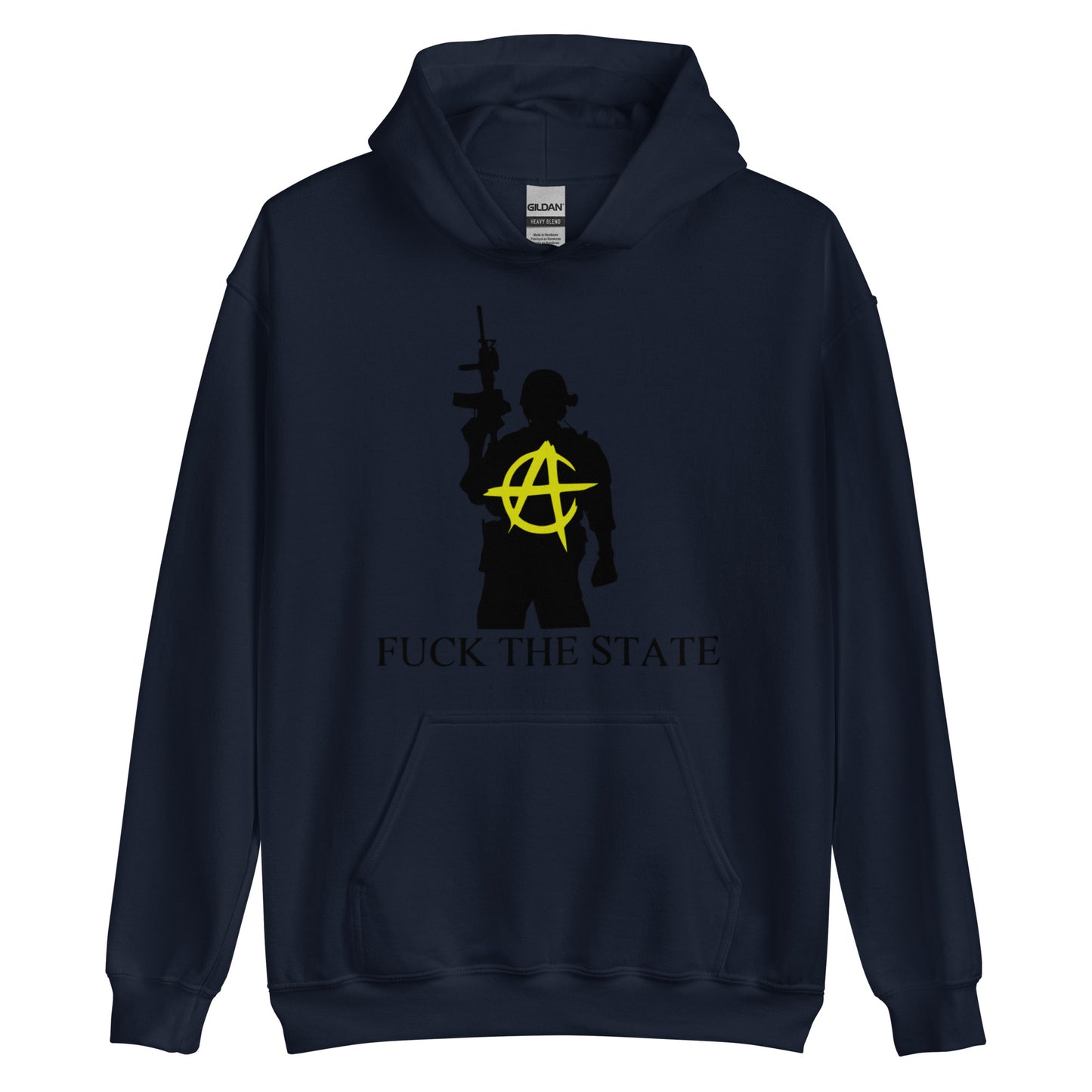 Anarchy Wear Gold Spin on "Fuck The State" By @AncapAir Hoodie