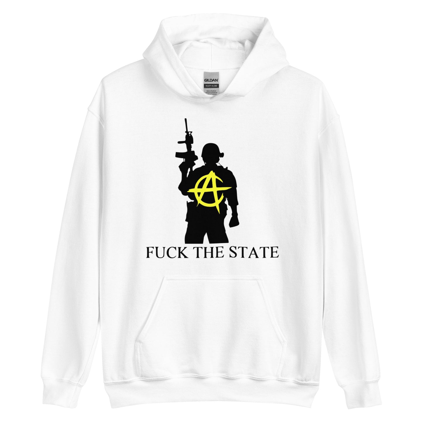 Anarchy Wear Gold Spin on "Fuck The State" By @AncapAir Hoodie
