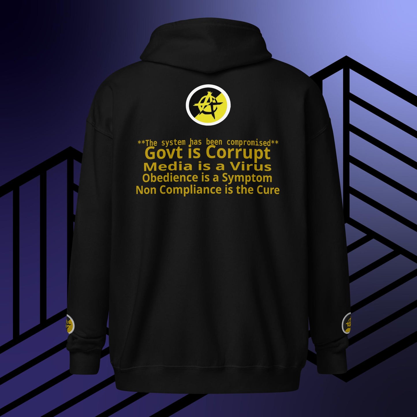 "govt.exe is corrupt" Inspired by @govt_corrupt Embroidered Front Heavy Blend Zip Hoodie