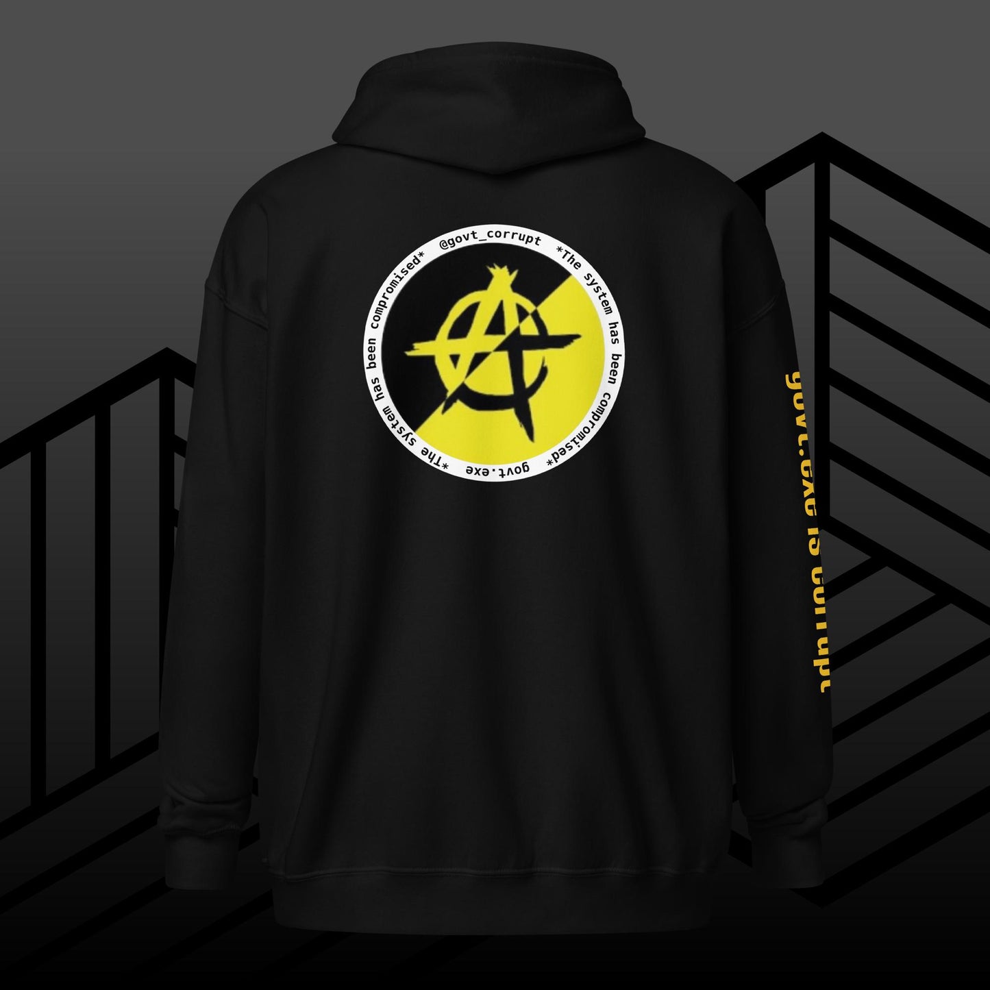 "govt.exe is corrupt" @govt_corrupt Large Embellished Back Patch Heavy Blend Zip Hoodie