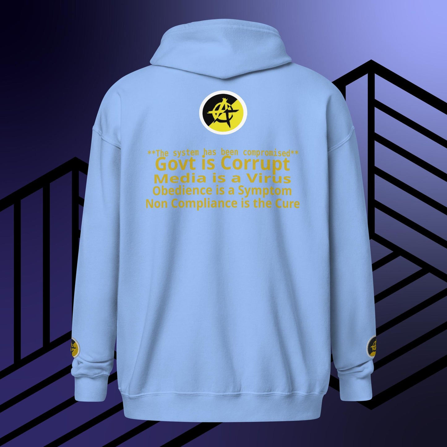 "govt.exe is corrupt" Inspired by @govt_corrupt Embroidered Front Heavy Blend Zip Hoodie