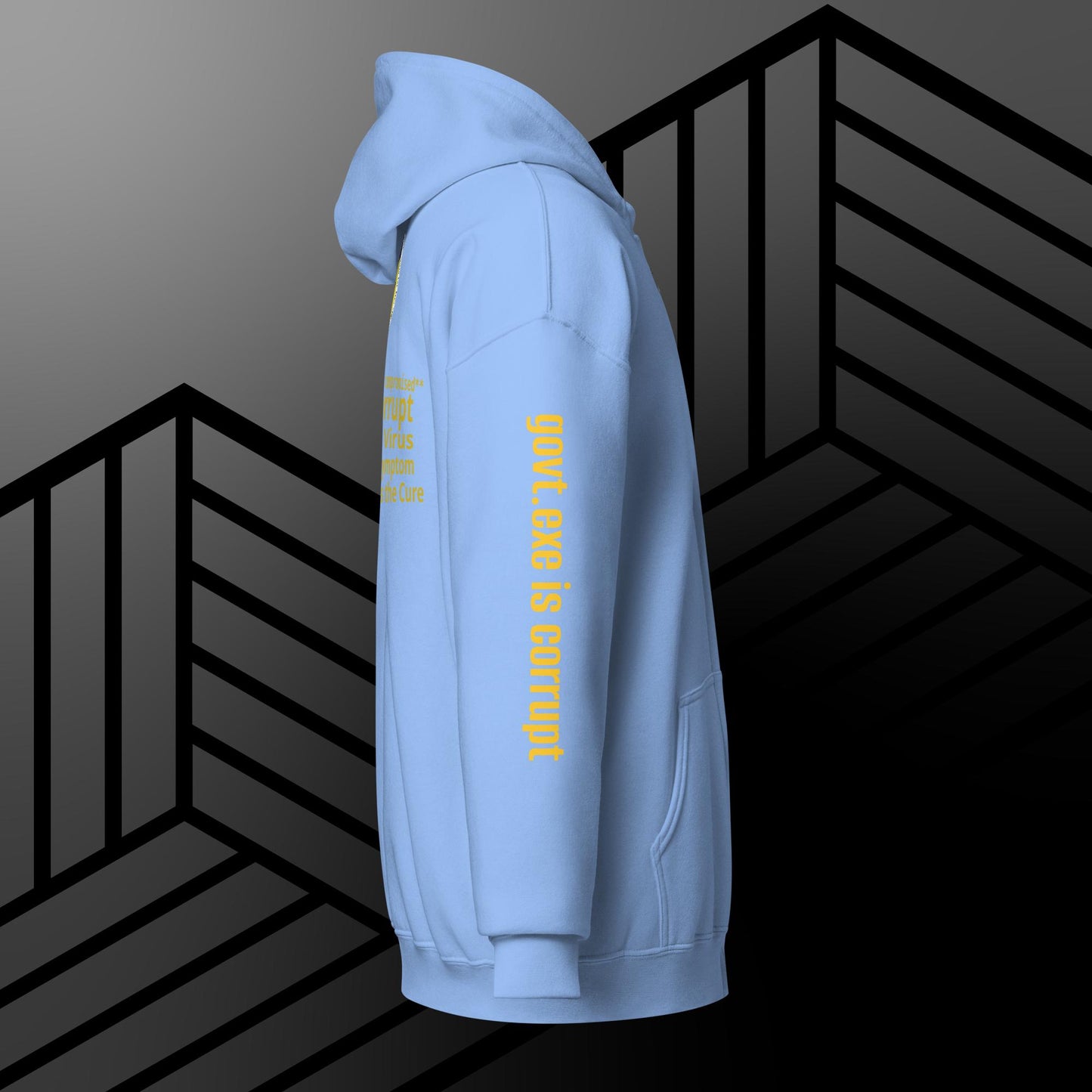 "govt.exe is corrupt" @govt_corrupt Embellished Logo Printed Heavy Blend Zip Hoodie
