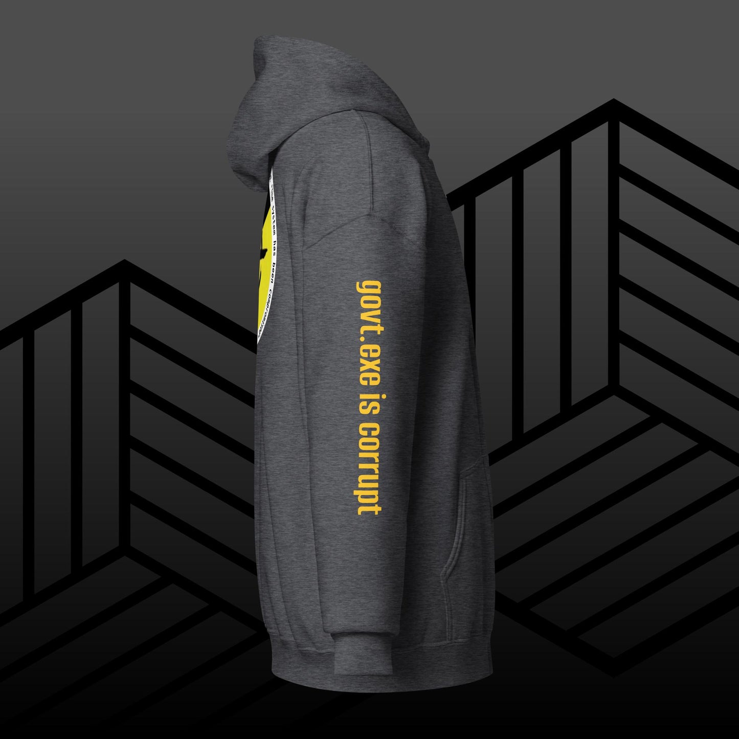 "govt.exe is corrupt" @govt_corrupt Large Embellished Back Patch Heavy Blend Zip Hoodie