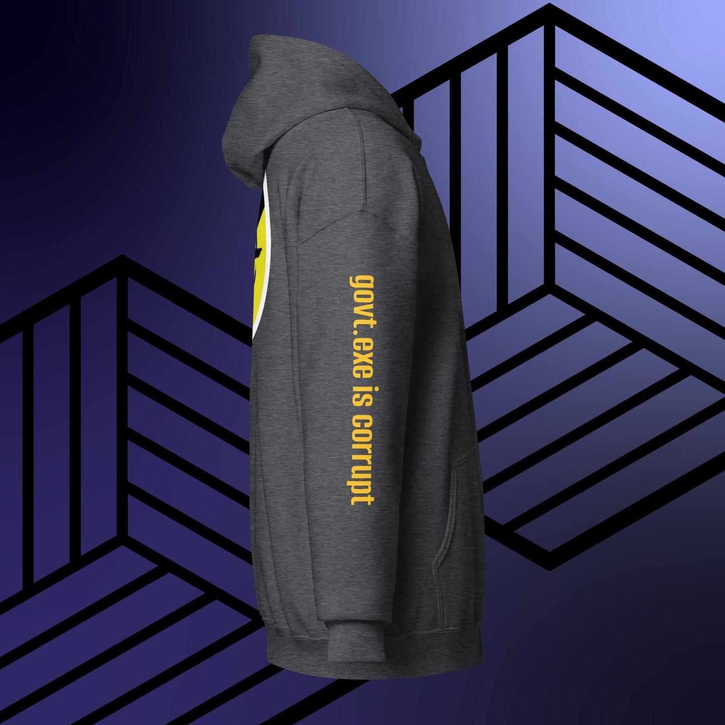 "govt.exe is corrupt" @govt_corrupt Large Back Patch Heavy Blend Zip Hoodie