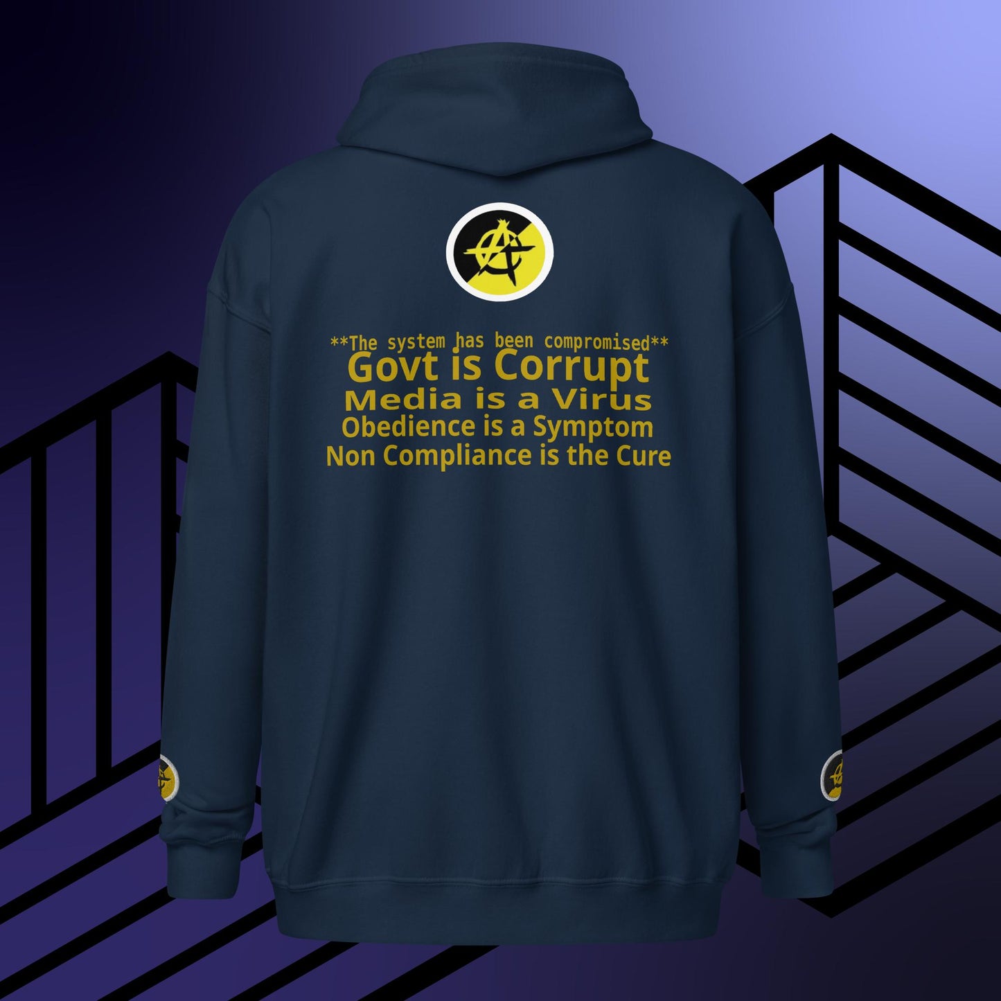 "govt.exe is corrupt" Inspired by @govt_corrupt Embroidered Front Heavy Blend Zip Hoodie