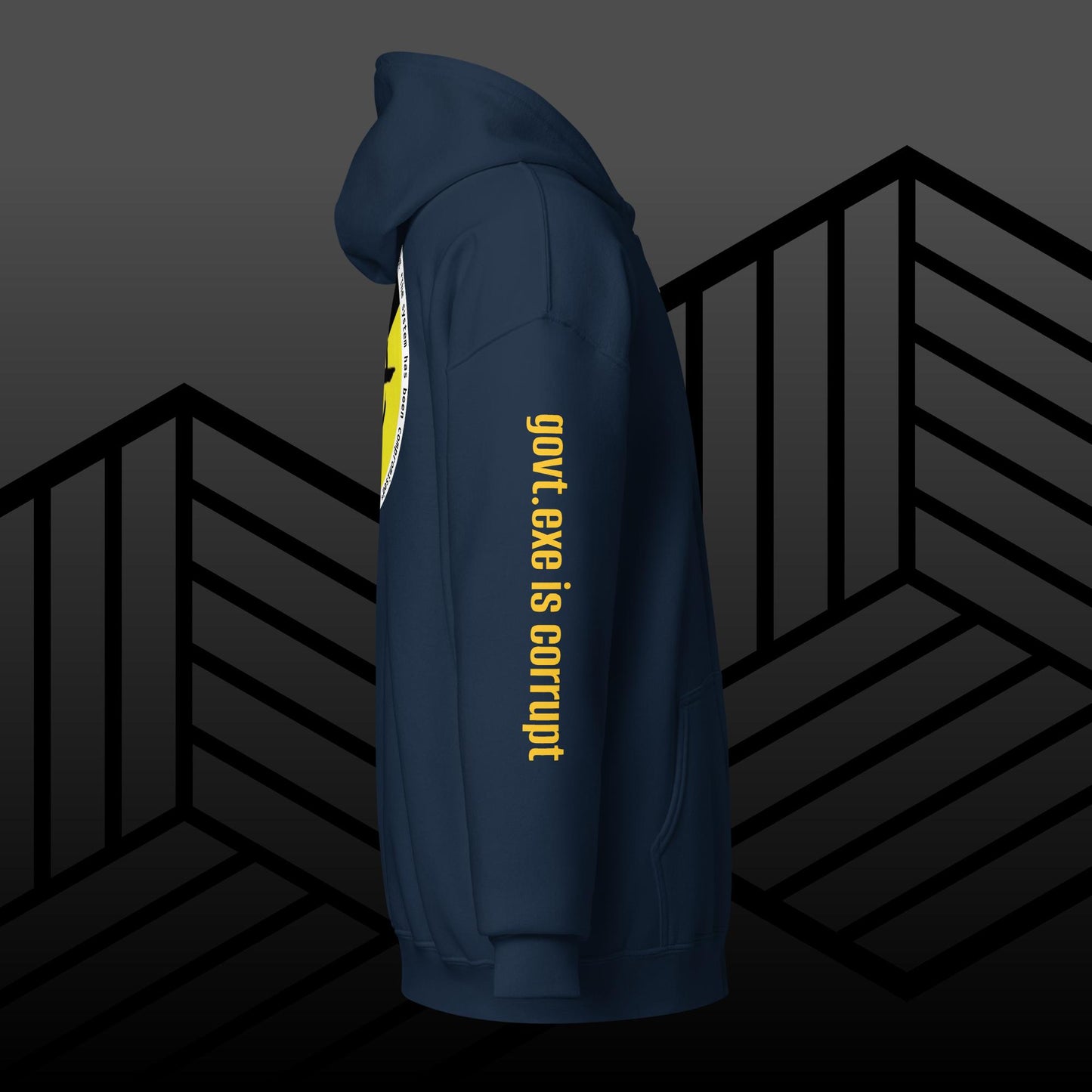 "govt.exe is corrupt" @govt_corrupt Large Embellished Back Patch Heavy Blend Zip Hoodie