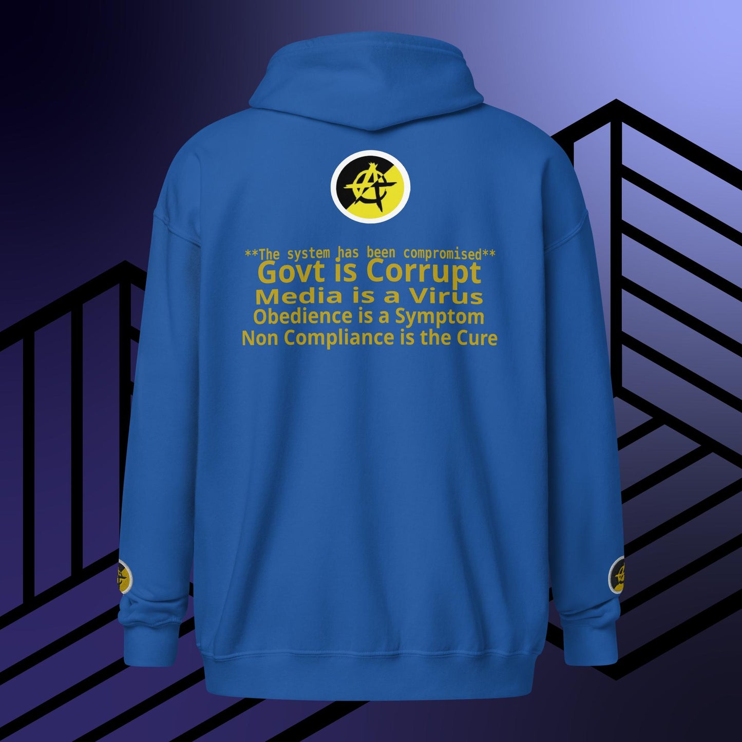 "govt.exe is corrupt" Inspired by @govt_corrupt Embroidered Front Heavy Blend Zip Hoodie