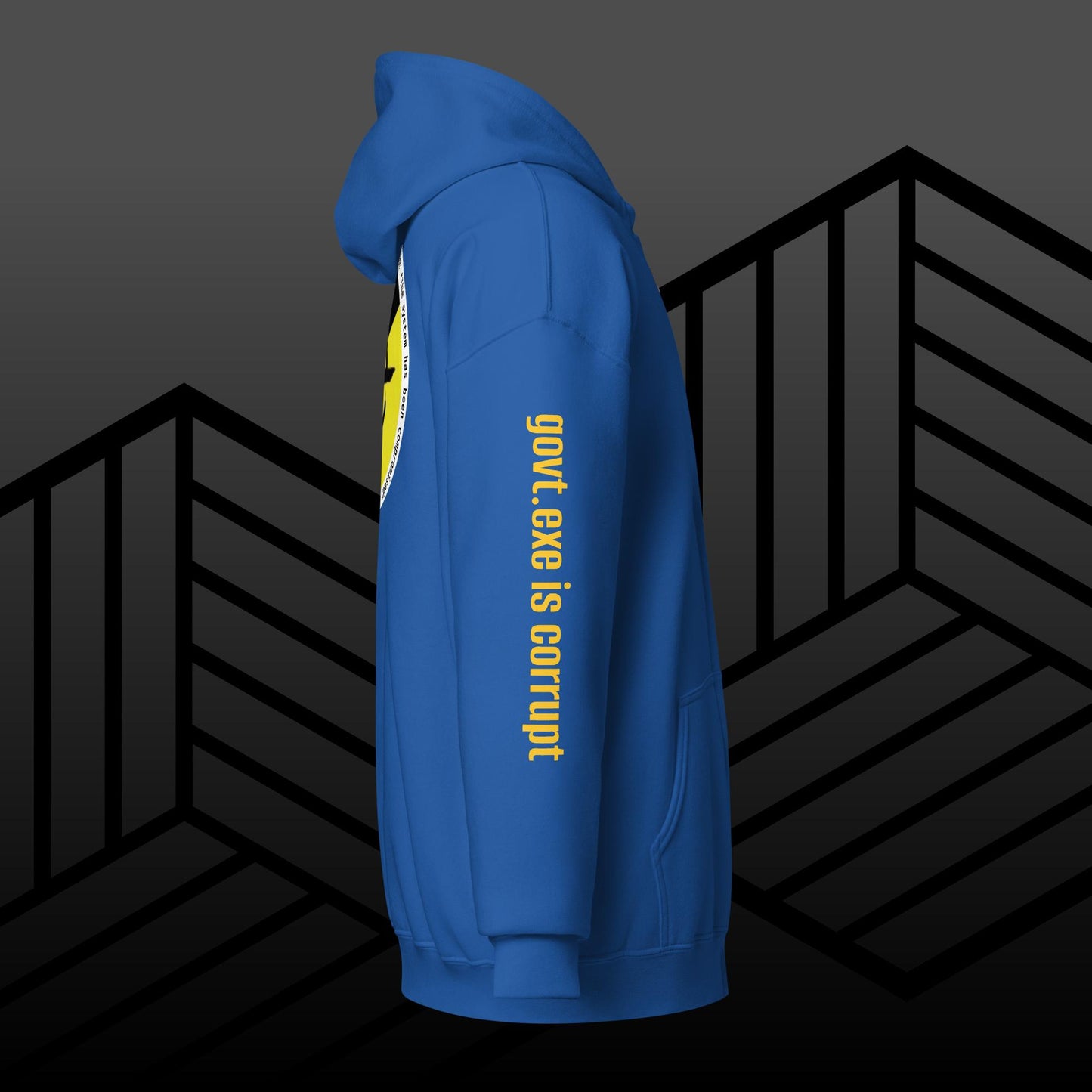 "govt.exe is corrupt" @govt_corrupt Large Embellished Back Patch Heavy Blend Zip Hoodie
