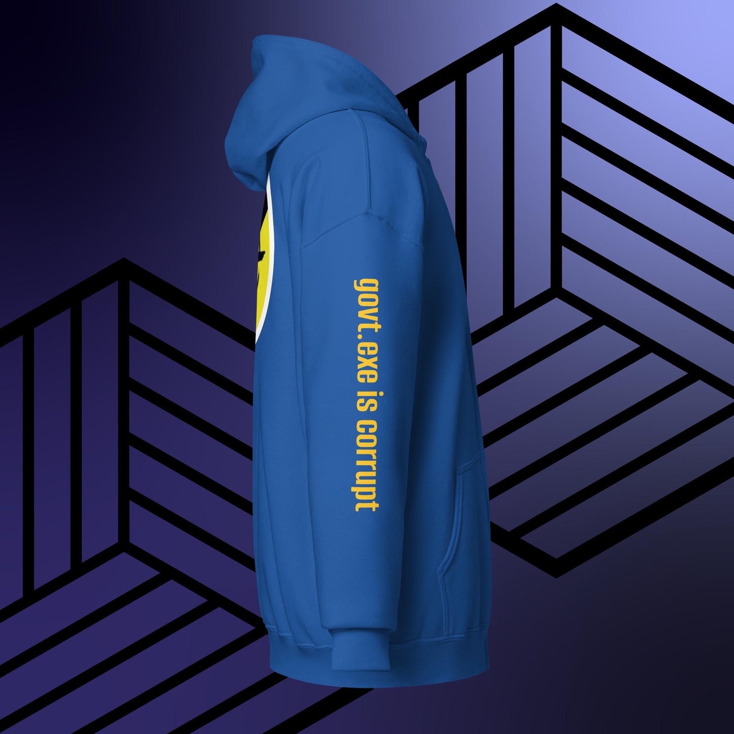 "govt.exe is corrupt" @govt_corrupt Large Back Patch Heavy Blend Zip Hoodie