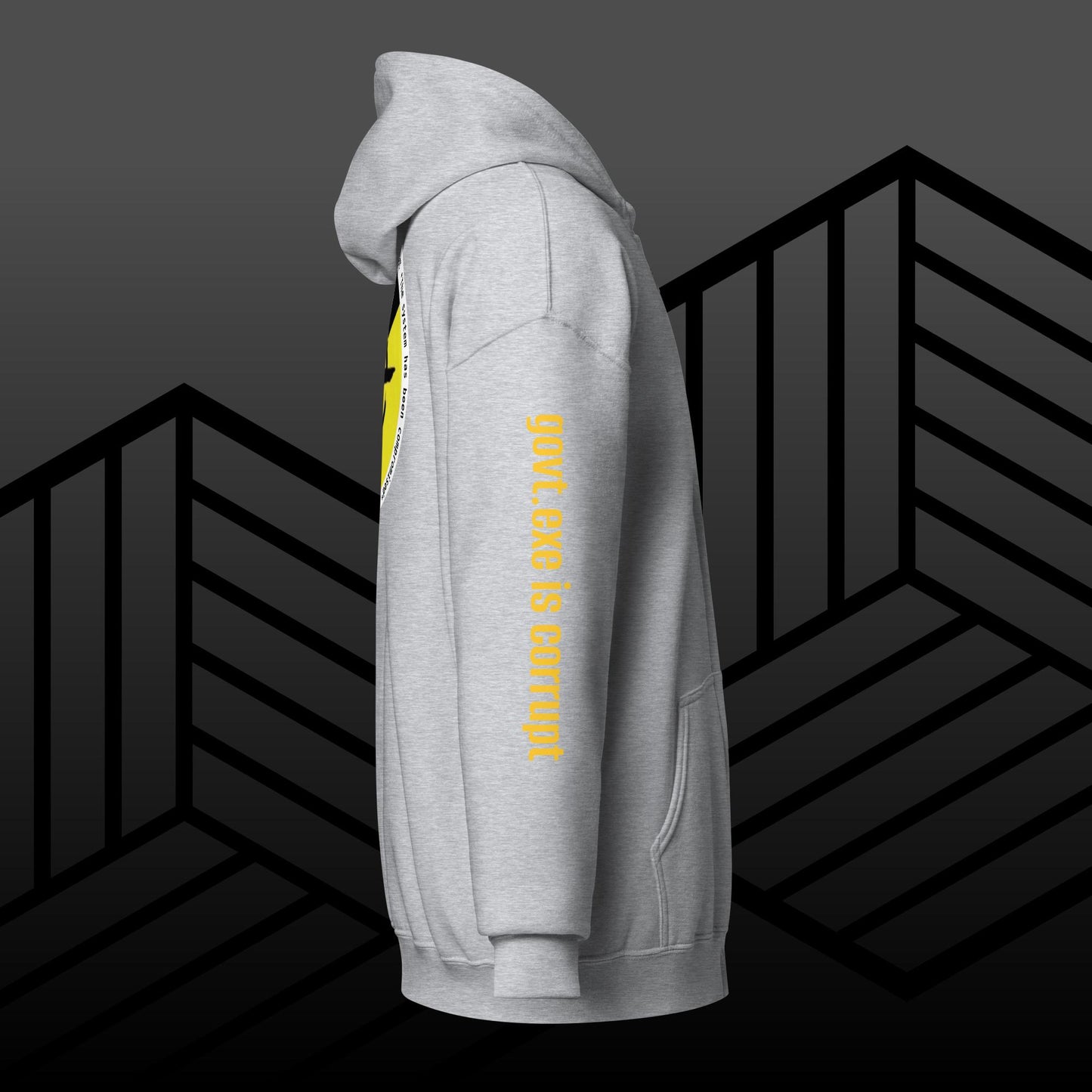 "govt.exe is corrupt" @govt_corrupt Large Embellished Back Patch Heavy Blend Zip Hoodie