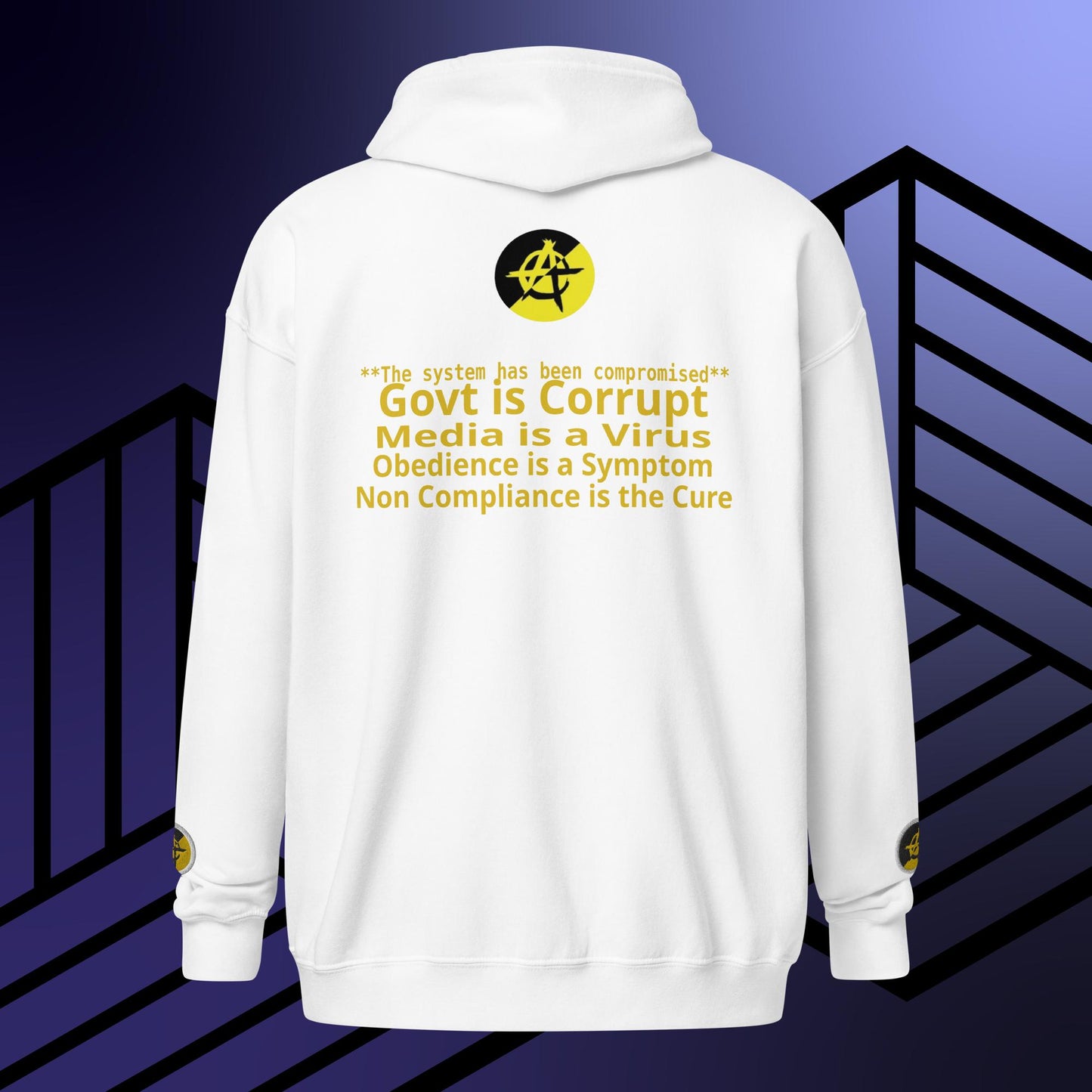 "govt.exe is corrupt" Inspired by @govt_corrupt Embroidered Front Heavy Blend Zip Hoodie