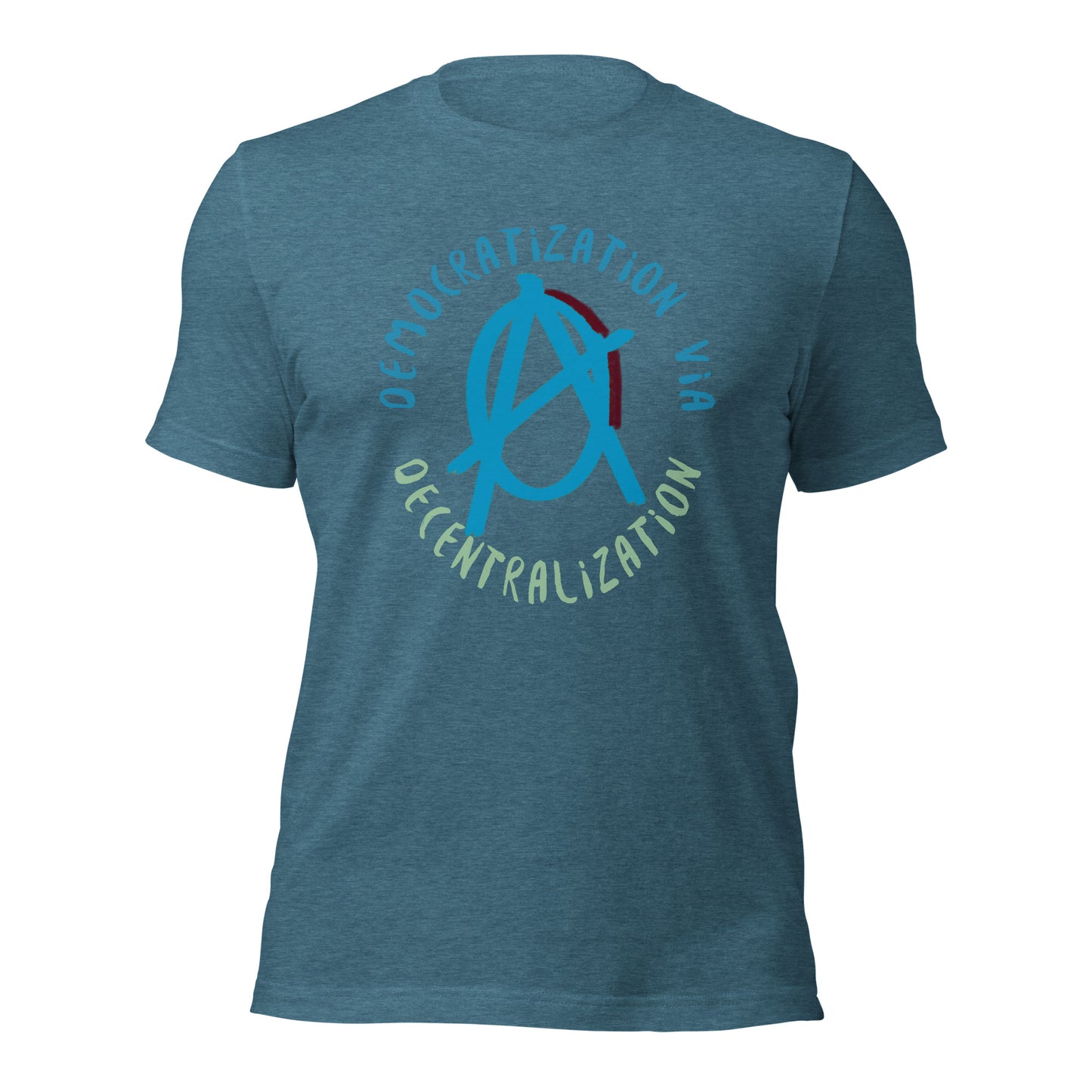 Anarchy Wear Blue "Democratization Via Decentralization" Unisex t-shirt