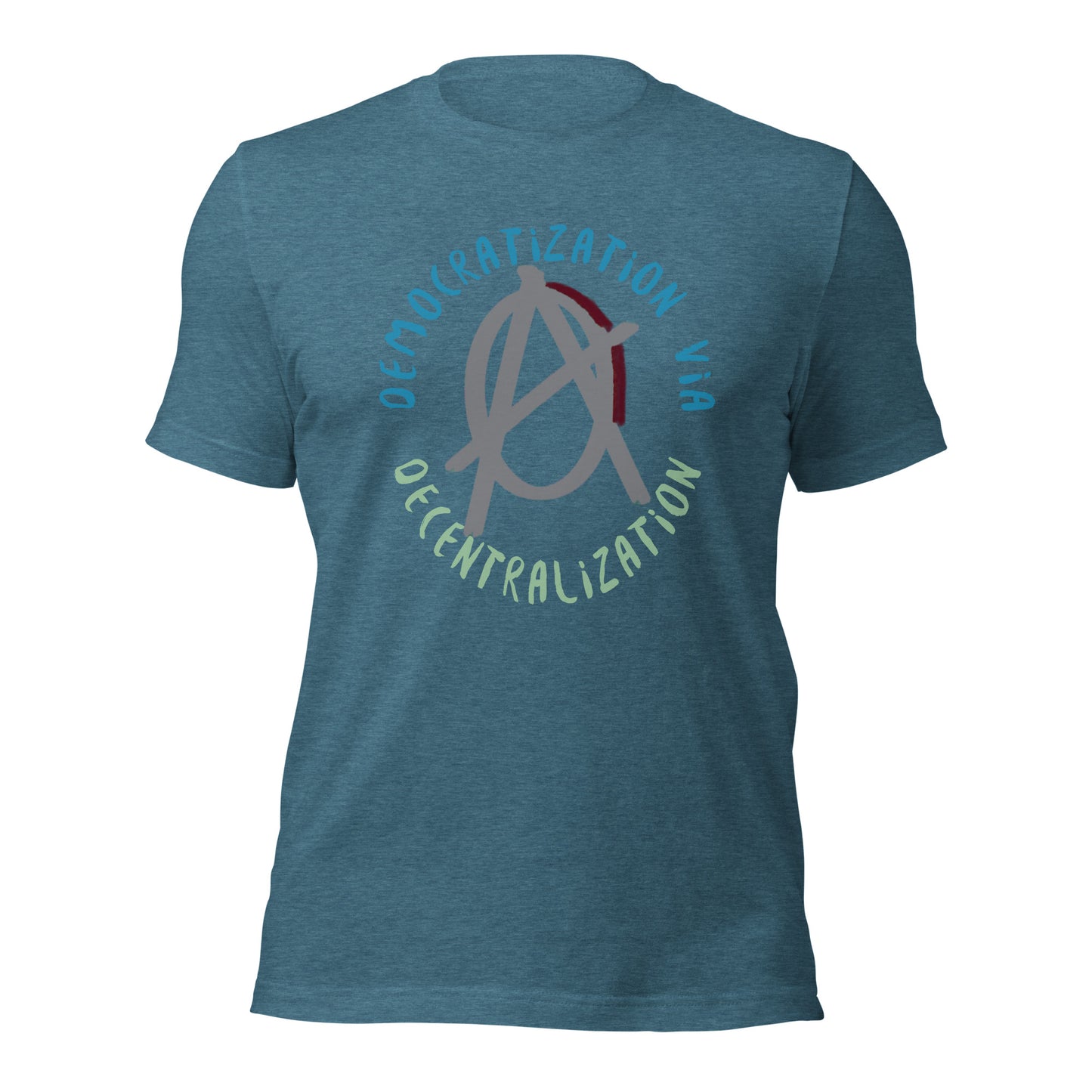 Anarchy Wear Agora Grey "Democratization Via Decentralization" Unisex t-shirt