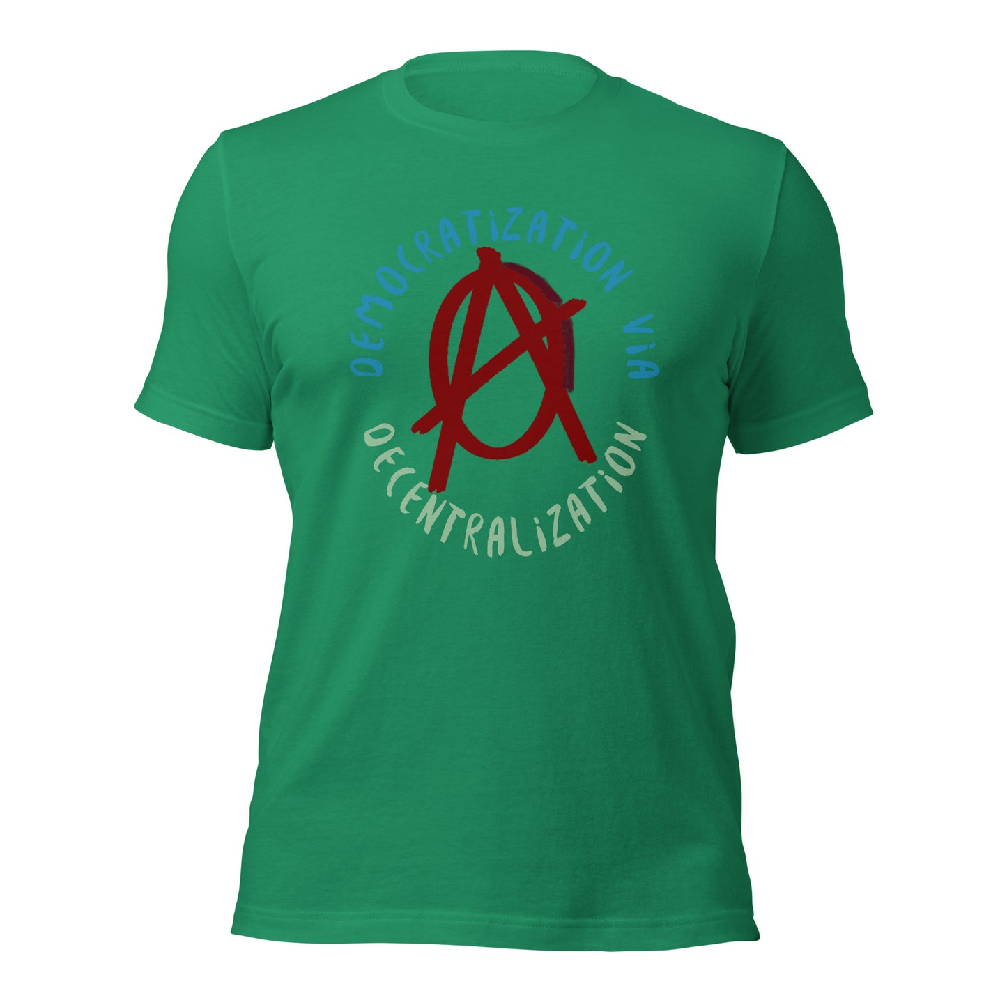 Anarchy Wear Red "Democratization Via Decentralization" Unisex t-shirt
