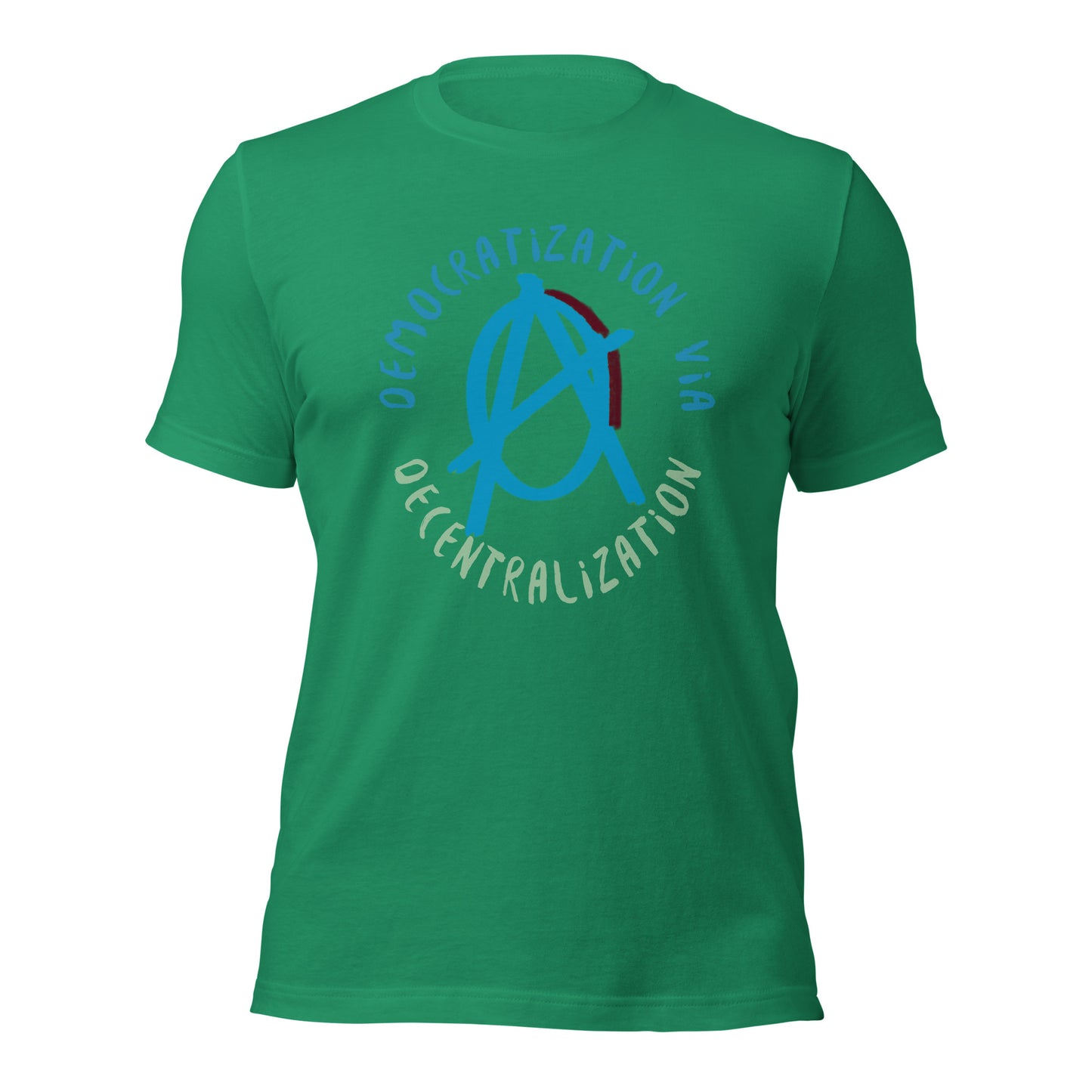 Anarchy Wear Blue "Democratization Via Decentralization" Unisex t-shirt