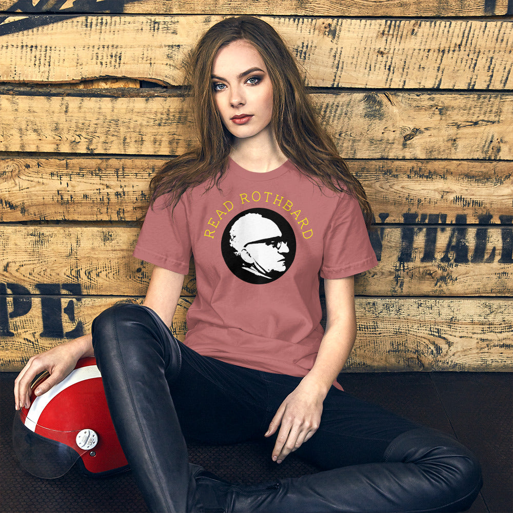 Anarchy Wear Gold on Pastels "Read Rothbard" Unisex t-shirt