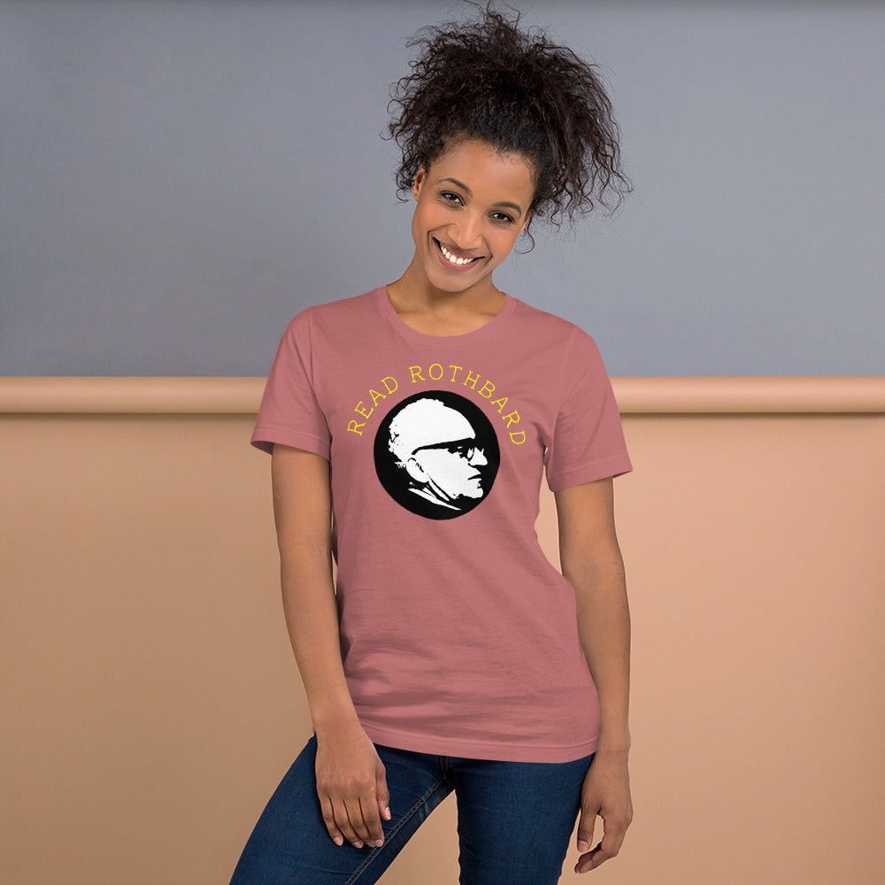 Anarchy Wear Gold on Pastels "Read Rothbard" Unisex t-shirt