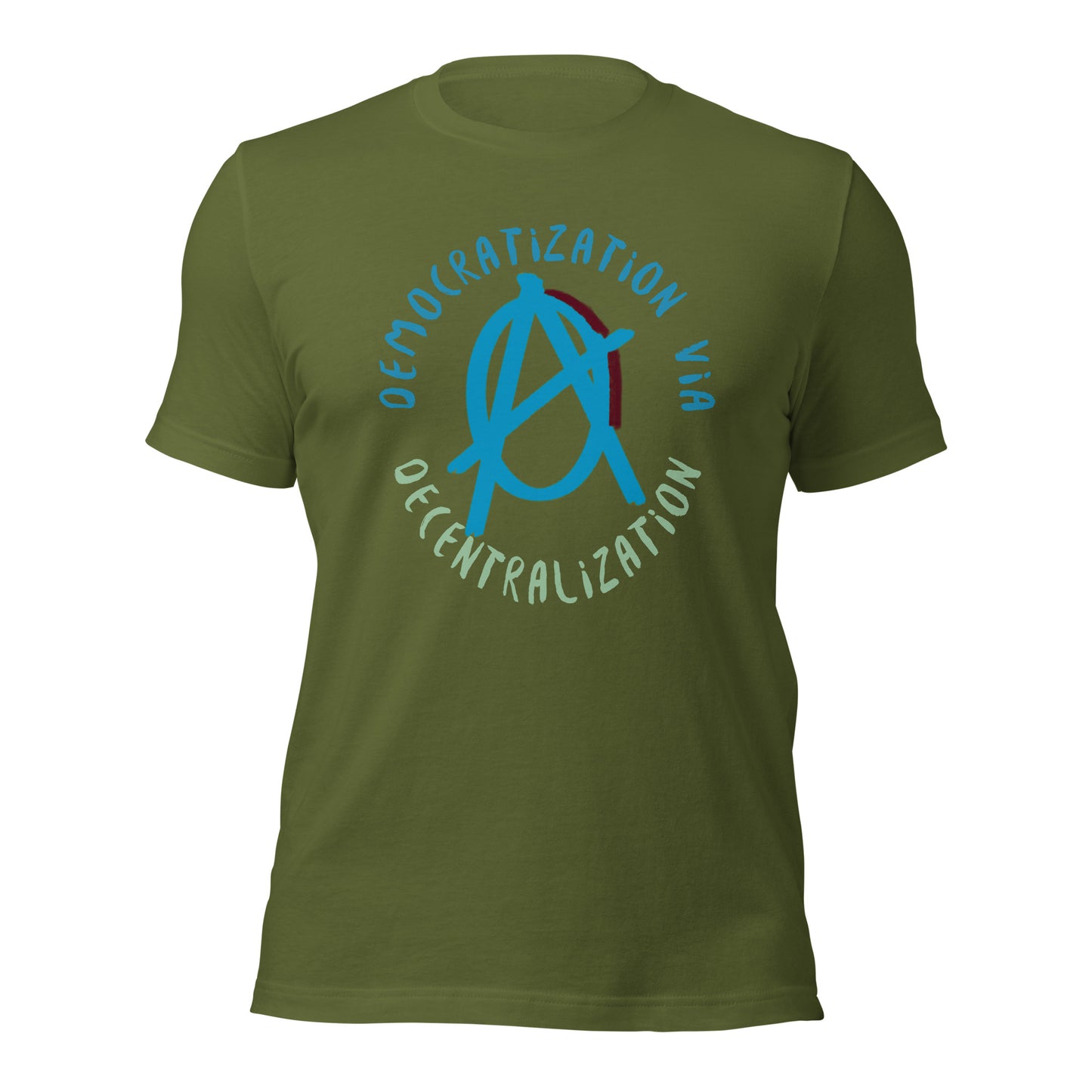 Anarchy Wear Blue "Democratization Via Decentralization" Unisex t-shirt