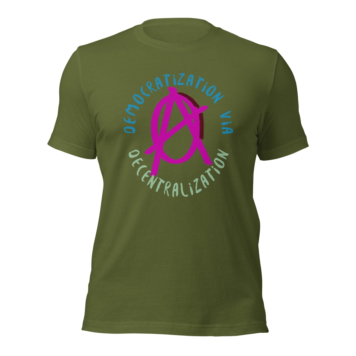 Anarchy Wear Pink "Democratization Via Decentralization" Unisex t-shirt