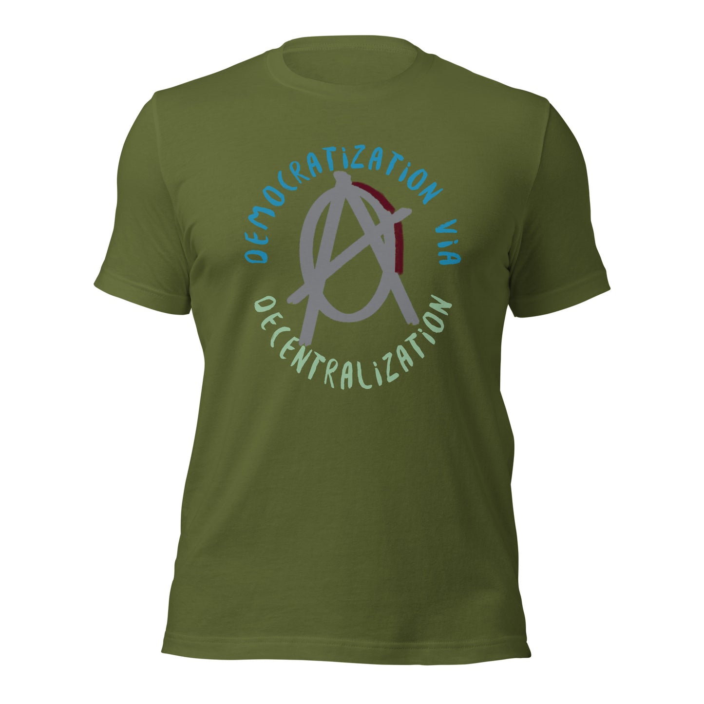 Anarchy Wear Agora Grey "Democratization Via Decentralization" Unisex t-shirt