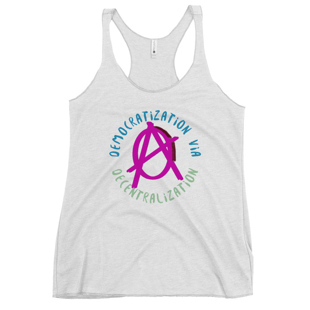 Anarchy Wear Pink "Democratization Via Decentralization" Women's Racerback Tank