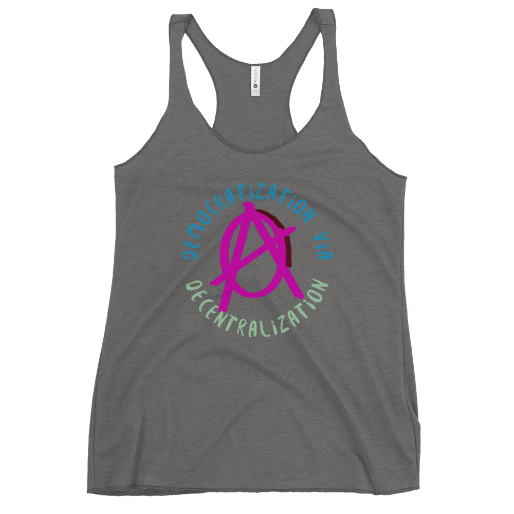 Anarchy Wear Pink "Democratization Via Decentralization" Women's Racerback Tank
