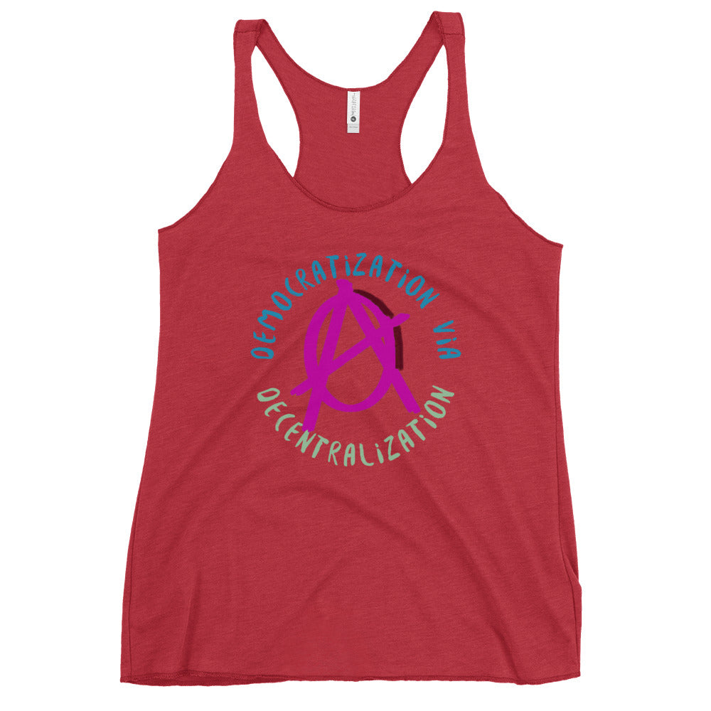 Anarchy Wear Pink "Democratization Via Decentralization" Women's Racerback Tank