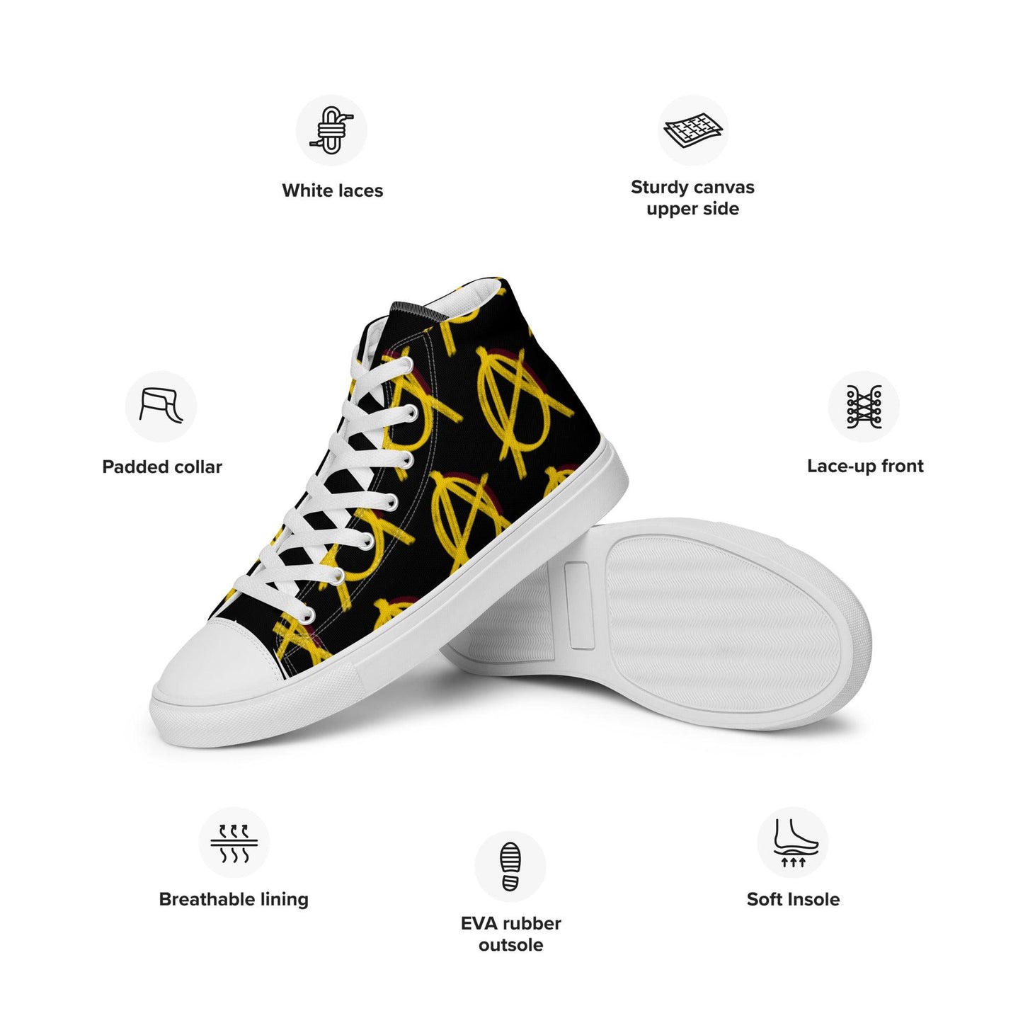 Anarchy Wear Gold/Black Canvas High Tops - AnarchyWear