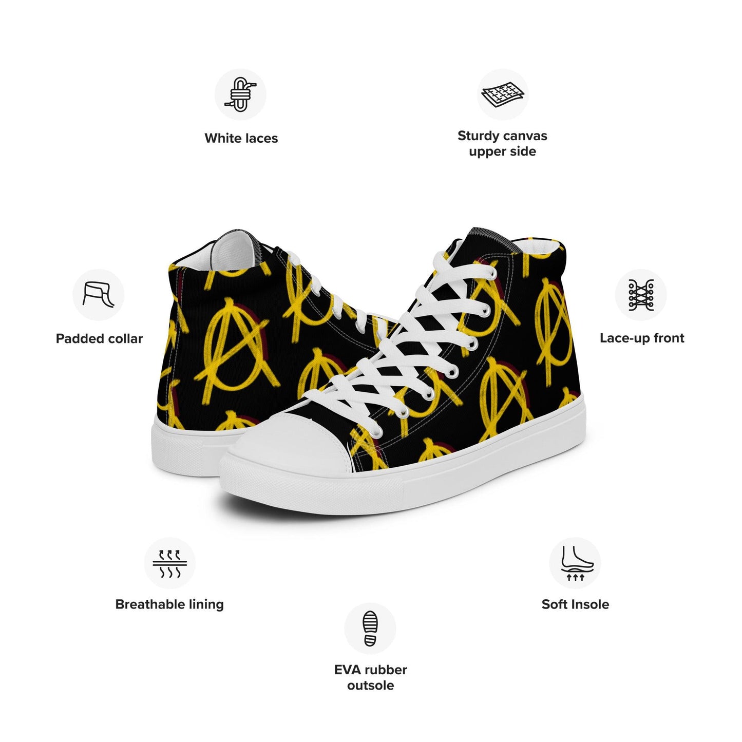 Anarchy Wear Gold/Black Canvas High Tops - AnarchyWear