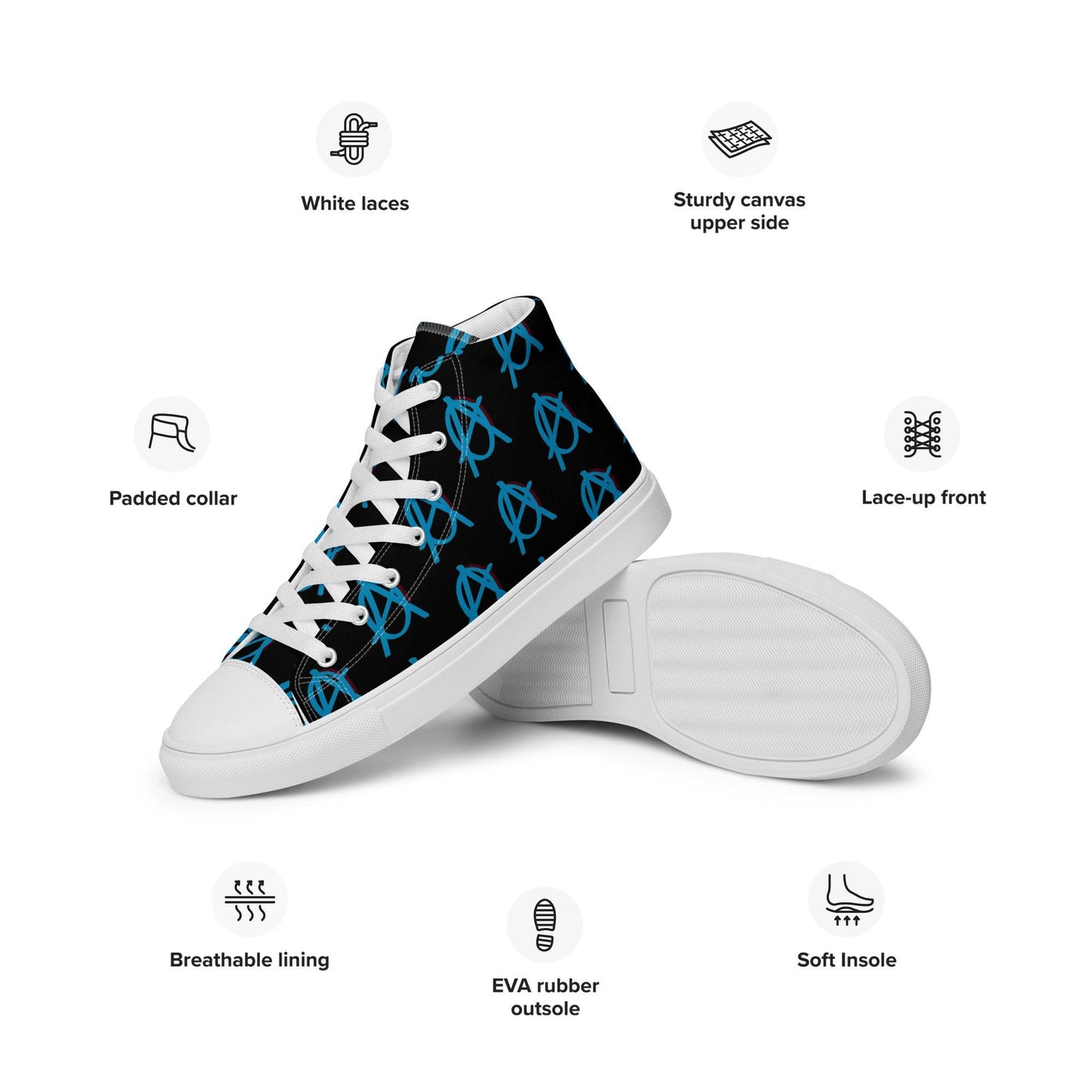 Anarchy Wear Blue/Black high top canvas shoes - AnarchyWear