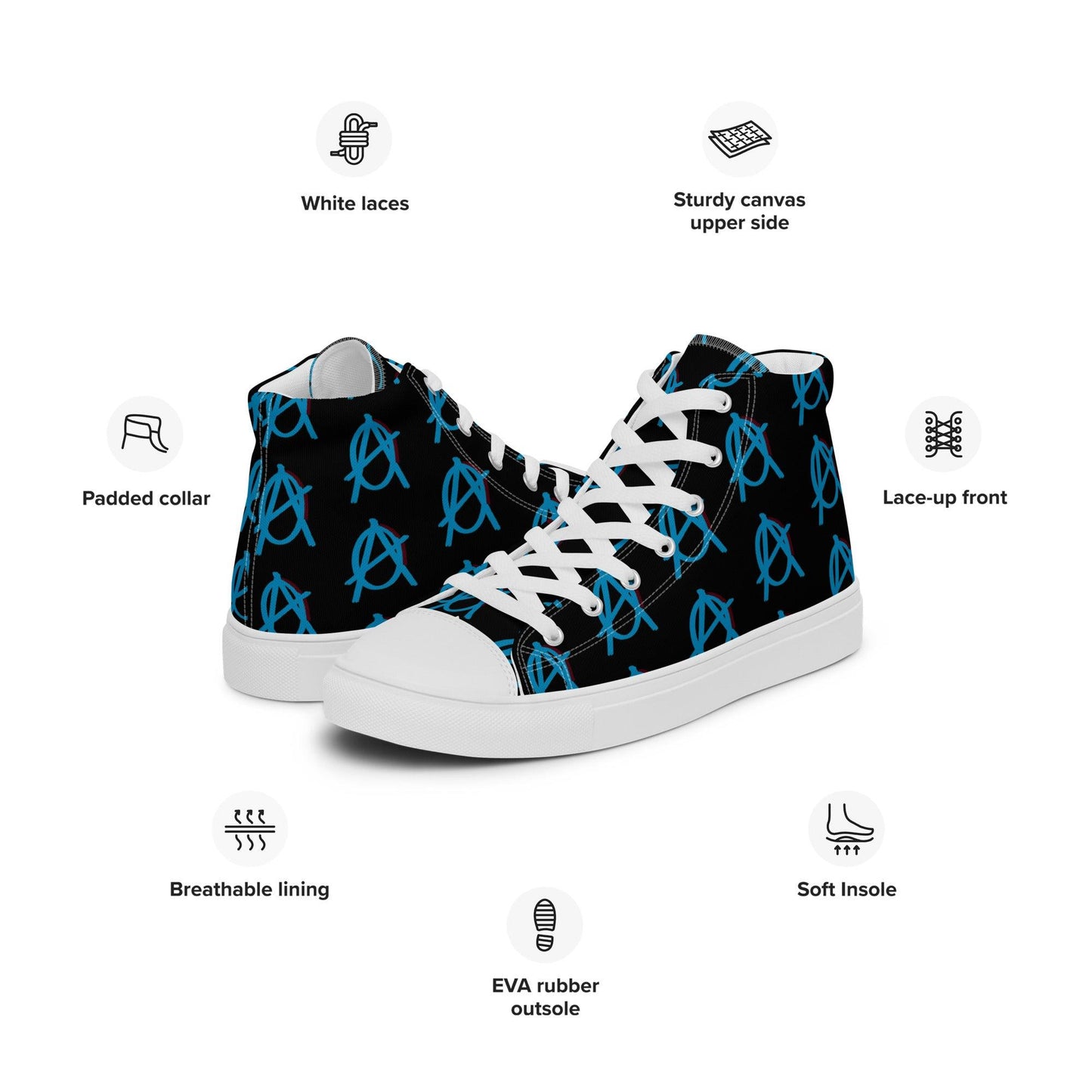 Anarchy Wear Blue/Black high top canvas shoes - AnarchyWear