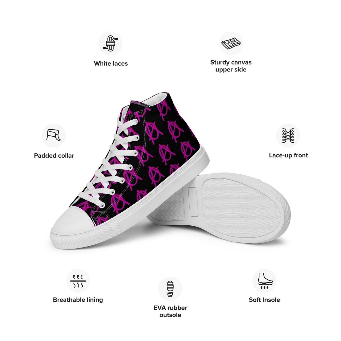 Anarchy Wear Pink/Black high top canvas shoes - AnarchyWear